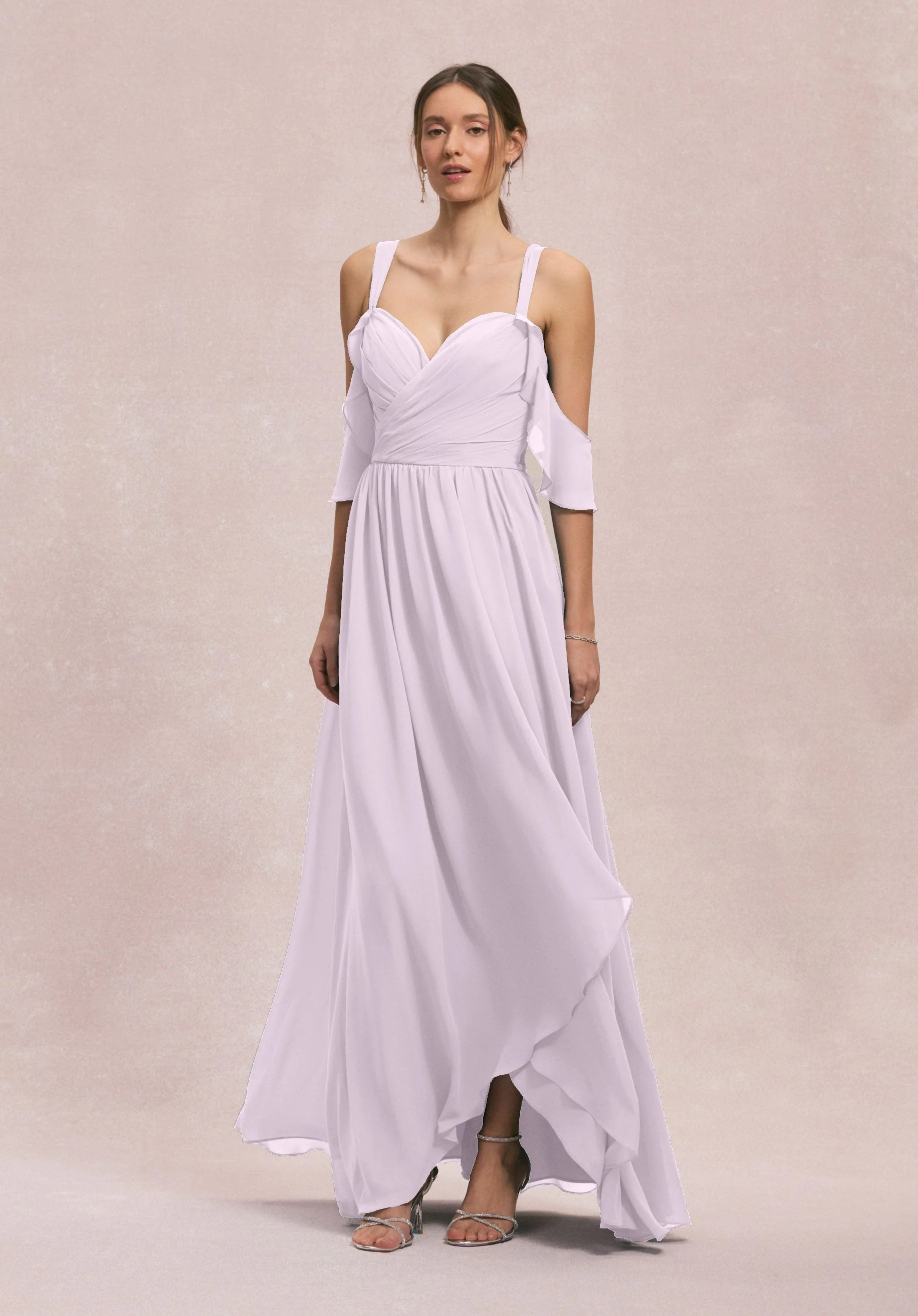 Criss Cross Draped Sweetheart Chiffon Bridesmaid Dress - Image 57
