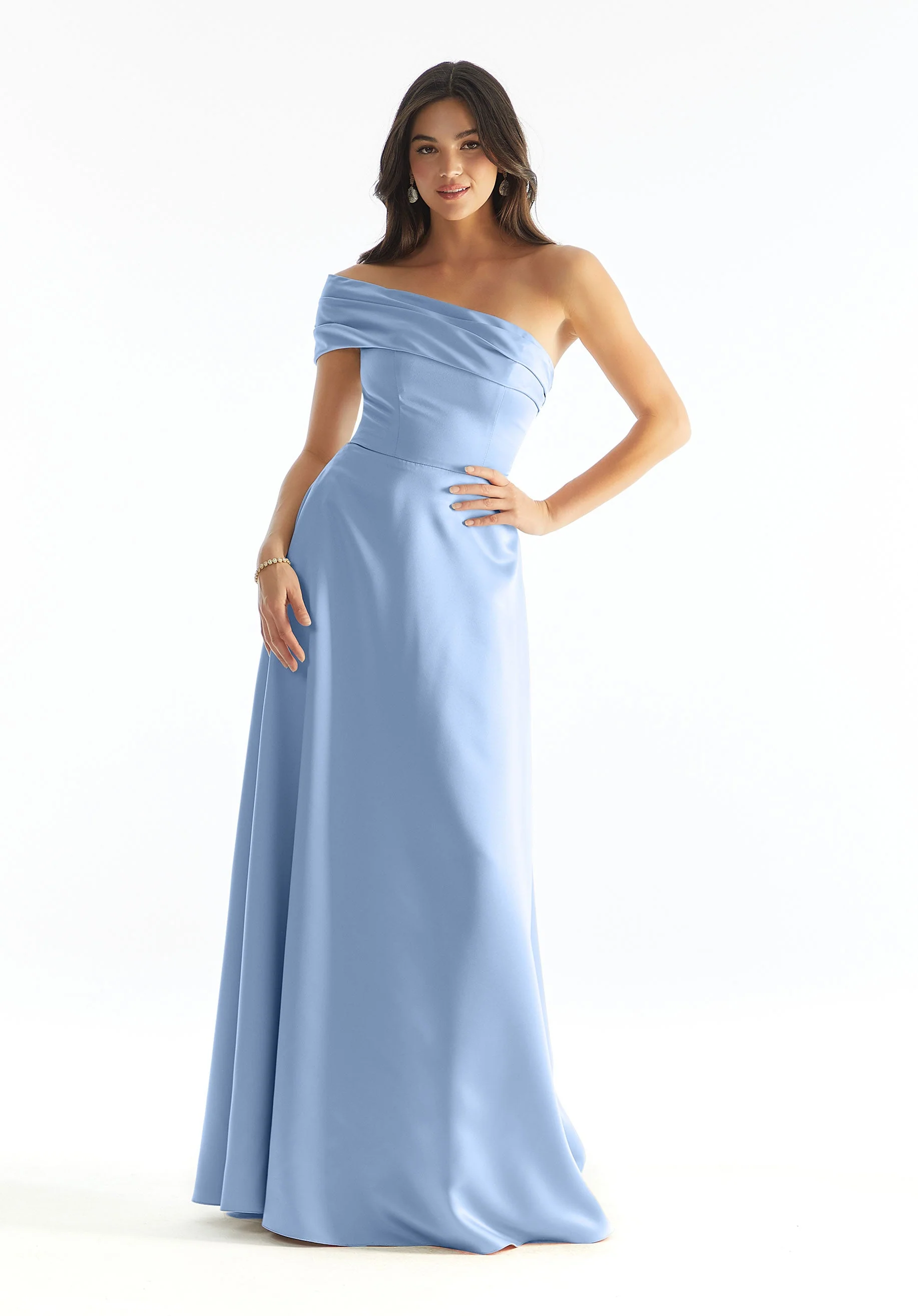 Cuffed One Shoulder Satin Bridesmaid Dress - Image 24