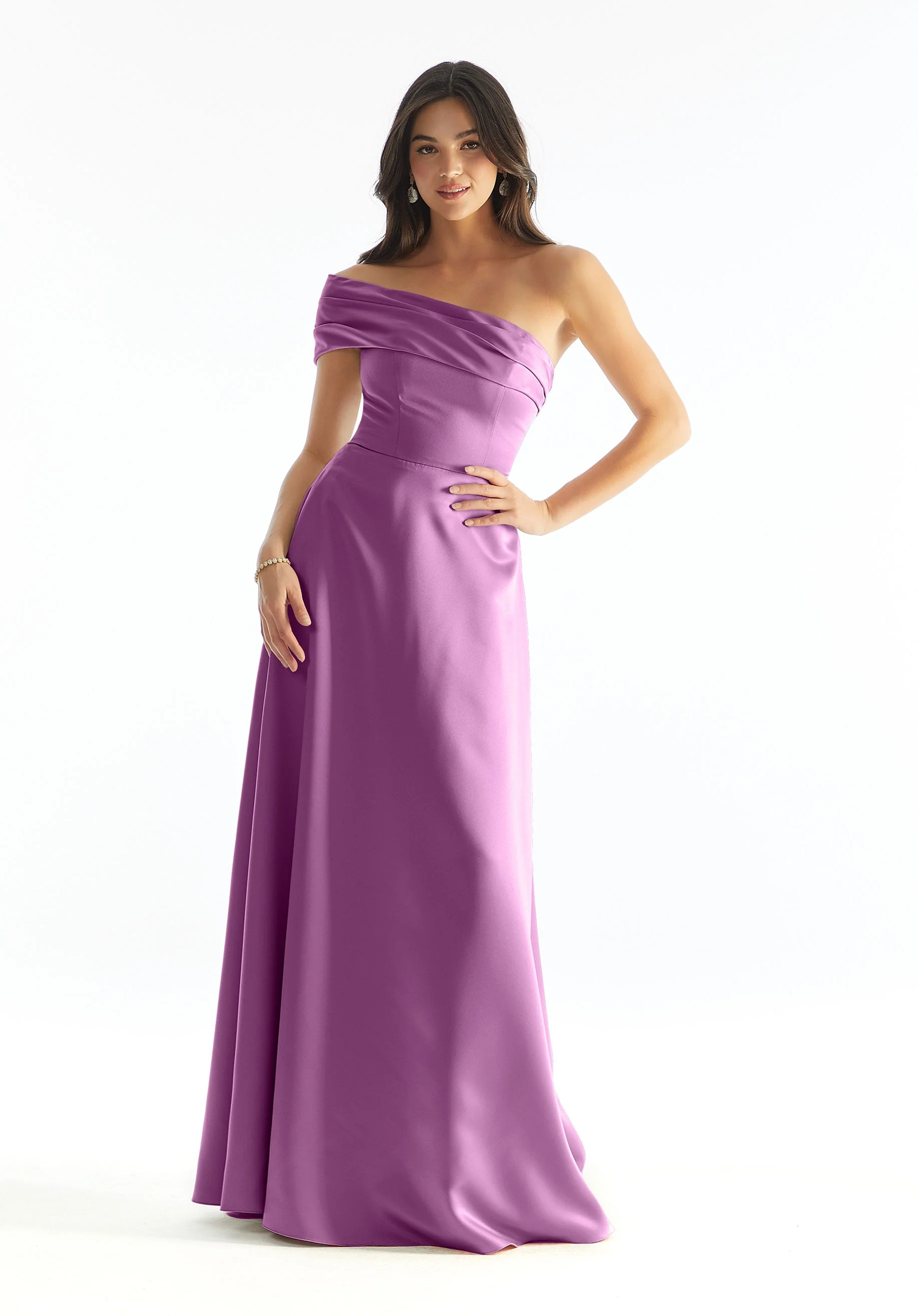 Cuffed One Shoulder Satin Bridesmaid Dress - Image 42