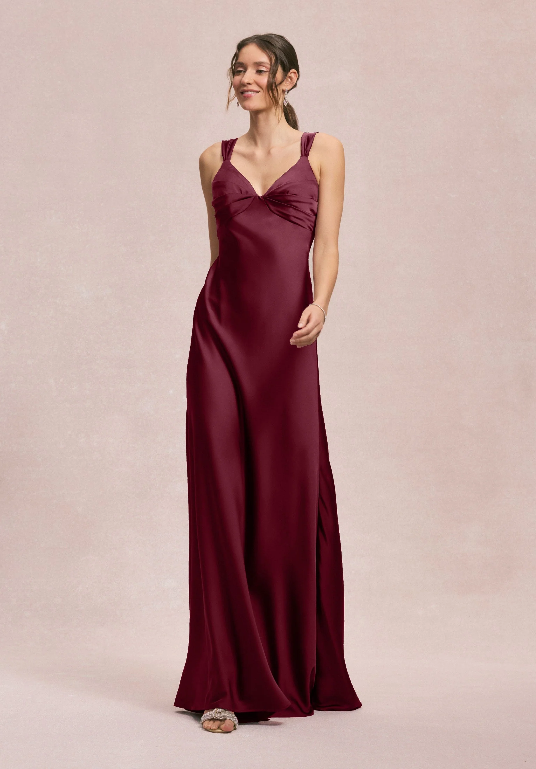 Draped Empire V-Neck Bridesmaid Dress - Image 12