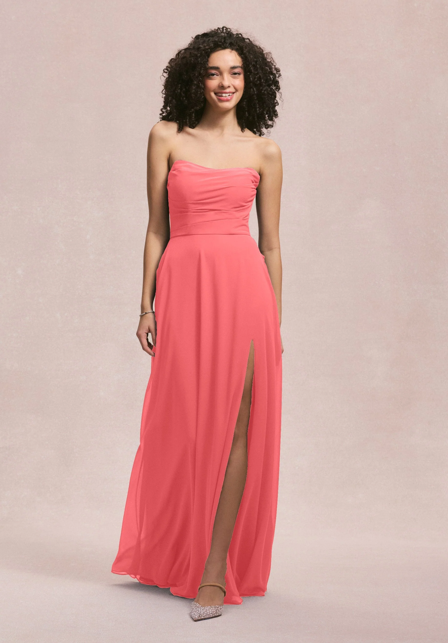 Draped Scoop Neck Bridesmaid Dress with Back Bow - Image 16