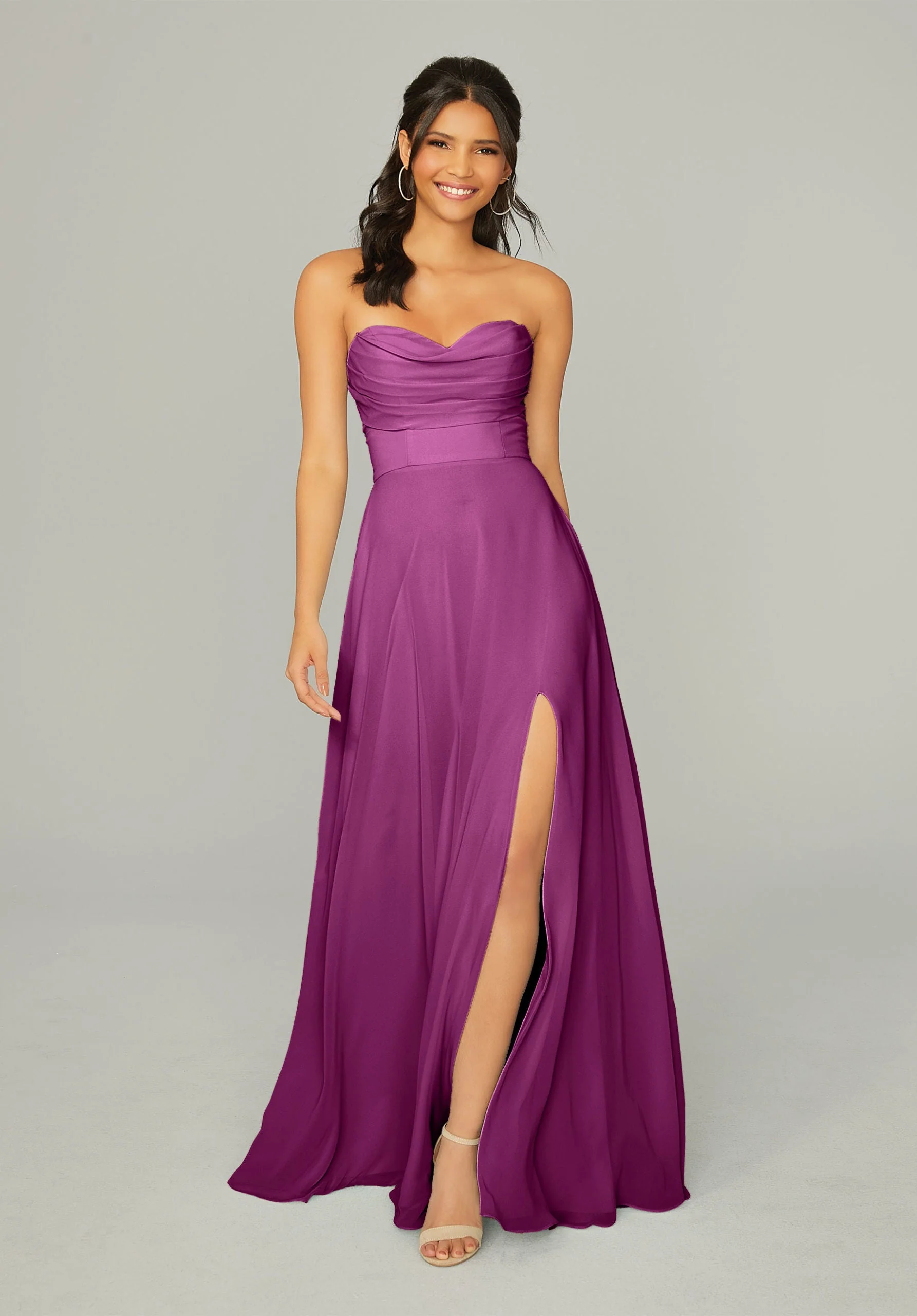 Draped Sweetheart Chiffon Bridesmaid Dress - Image 38