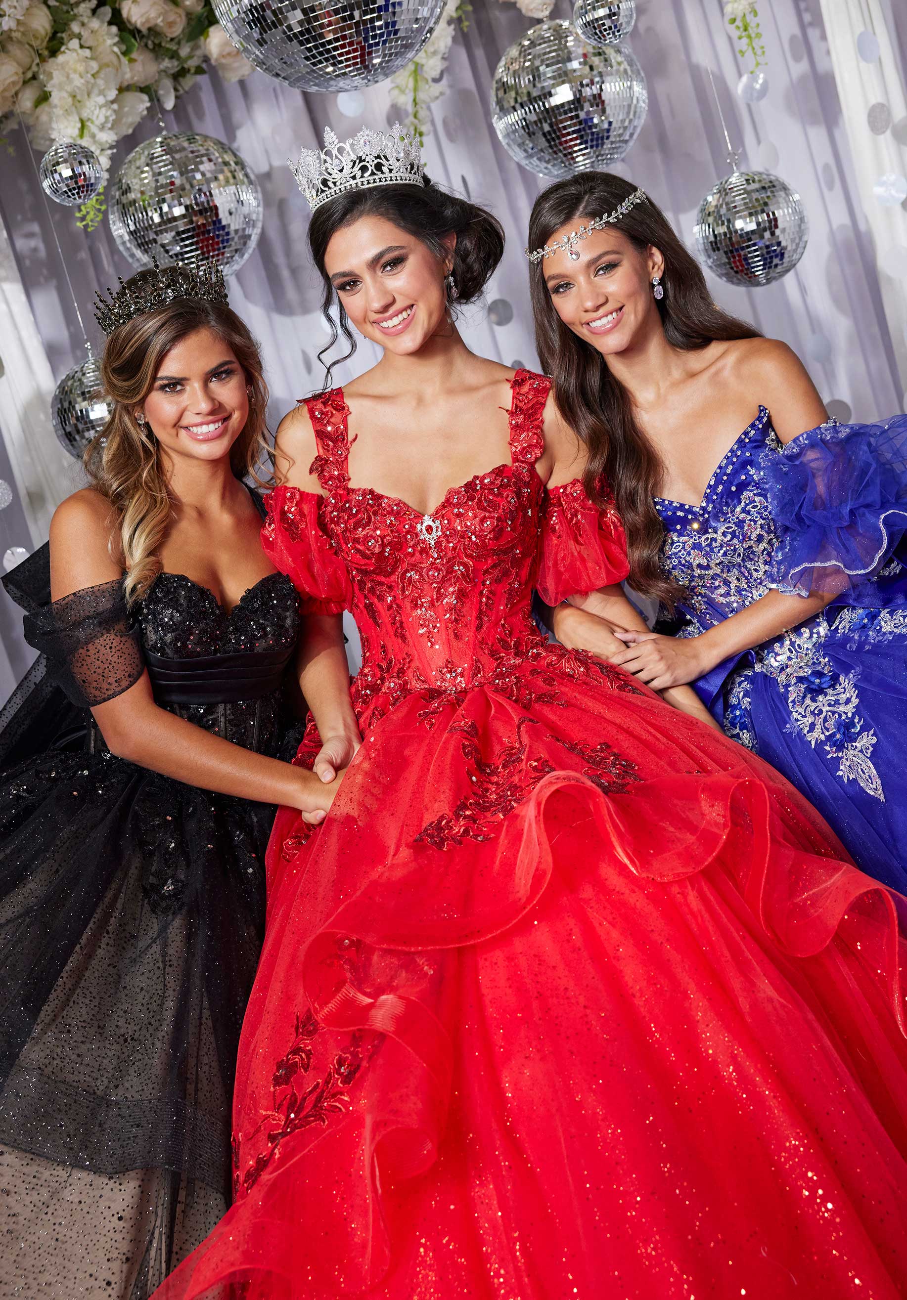 Embroidered Crystal Appliqué Quinceañera Dress with Asymmetrical Flounce - Image 9