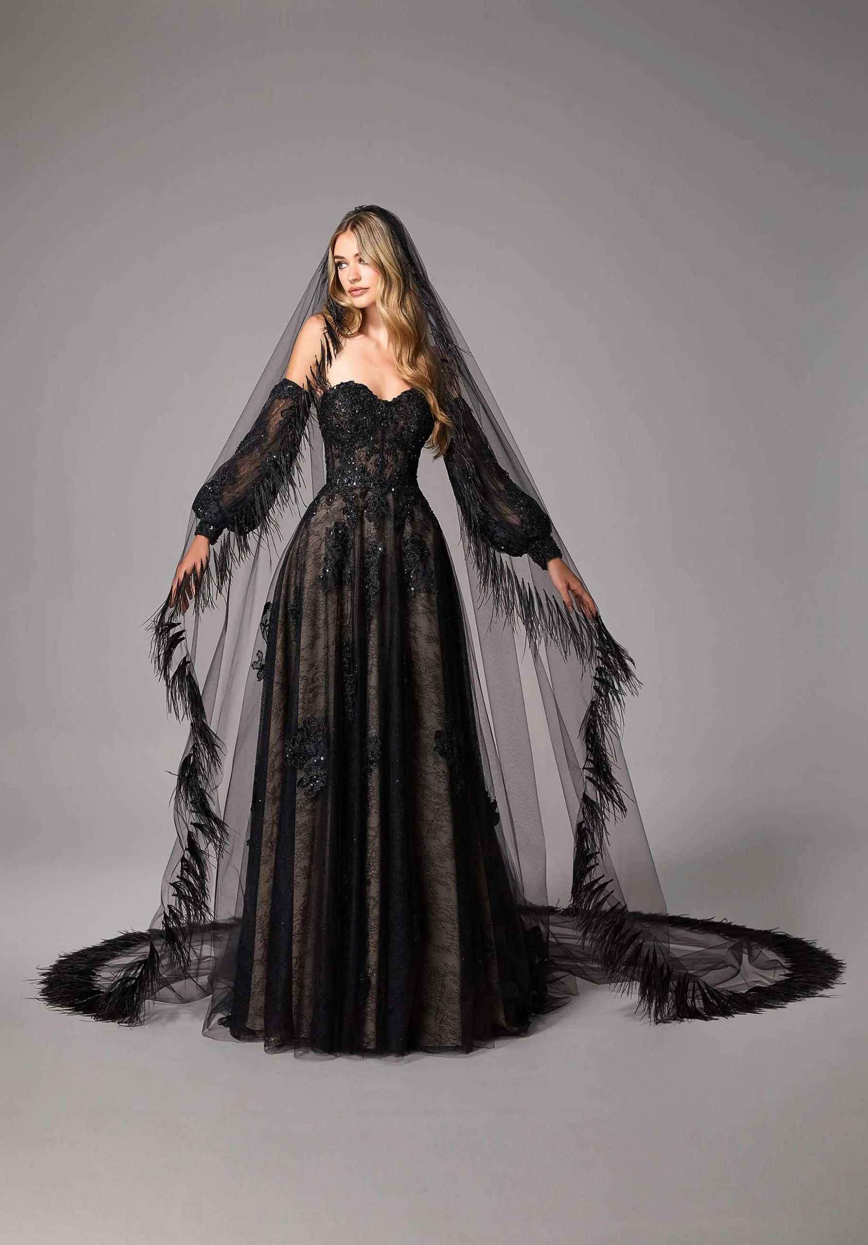 Feather Edged Cathedral Length Veil - Image 4