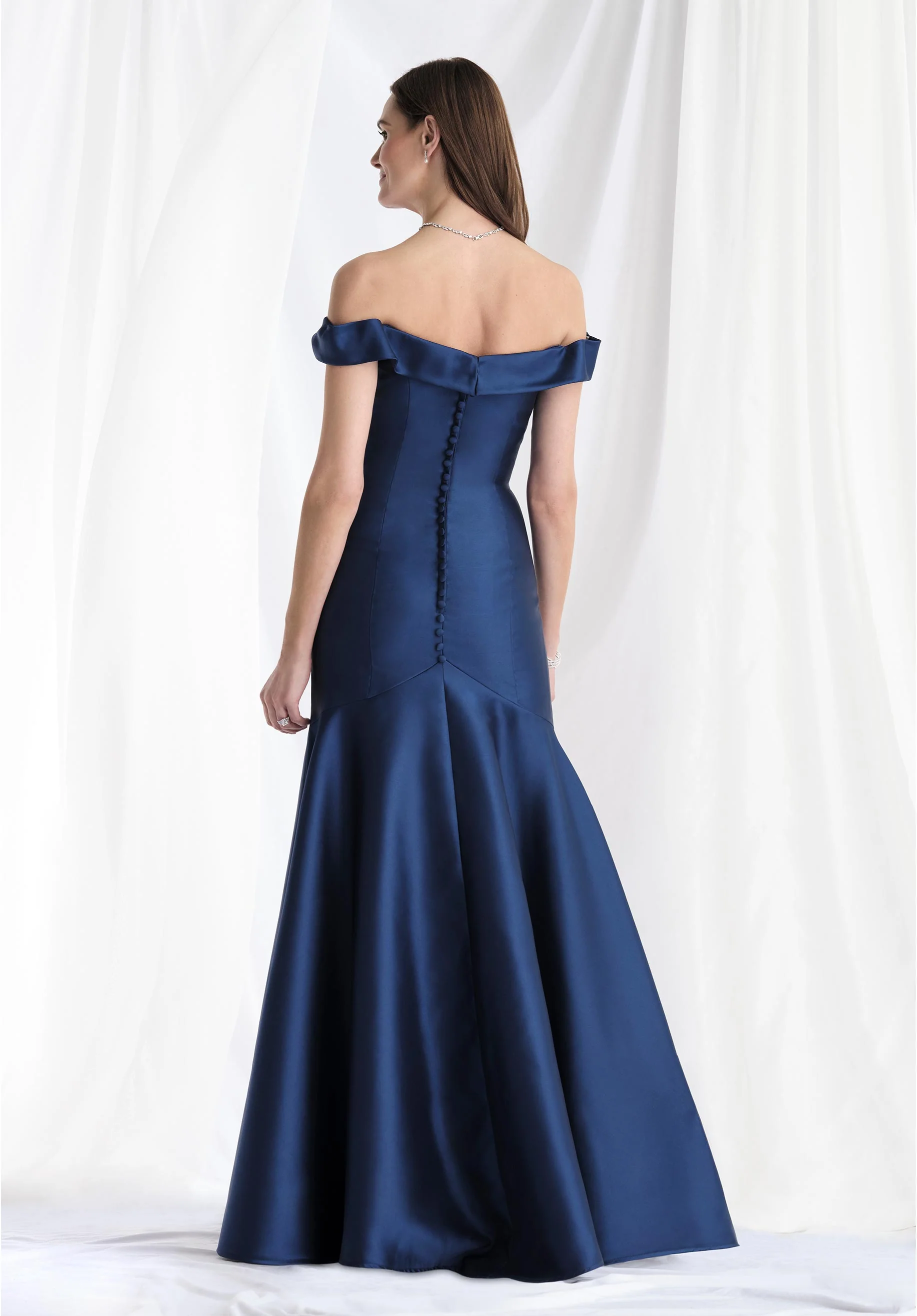 Fit and Flare Off The Shoulder Mikado Evening Gown - Image 9
