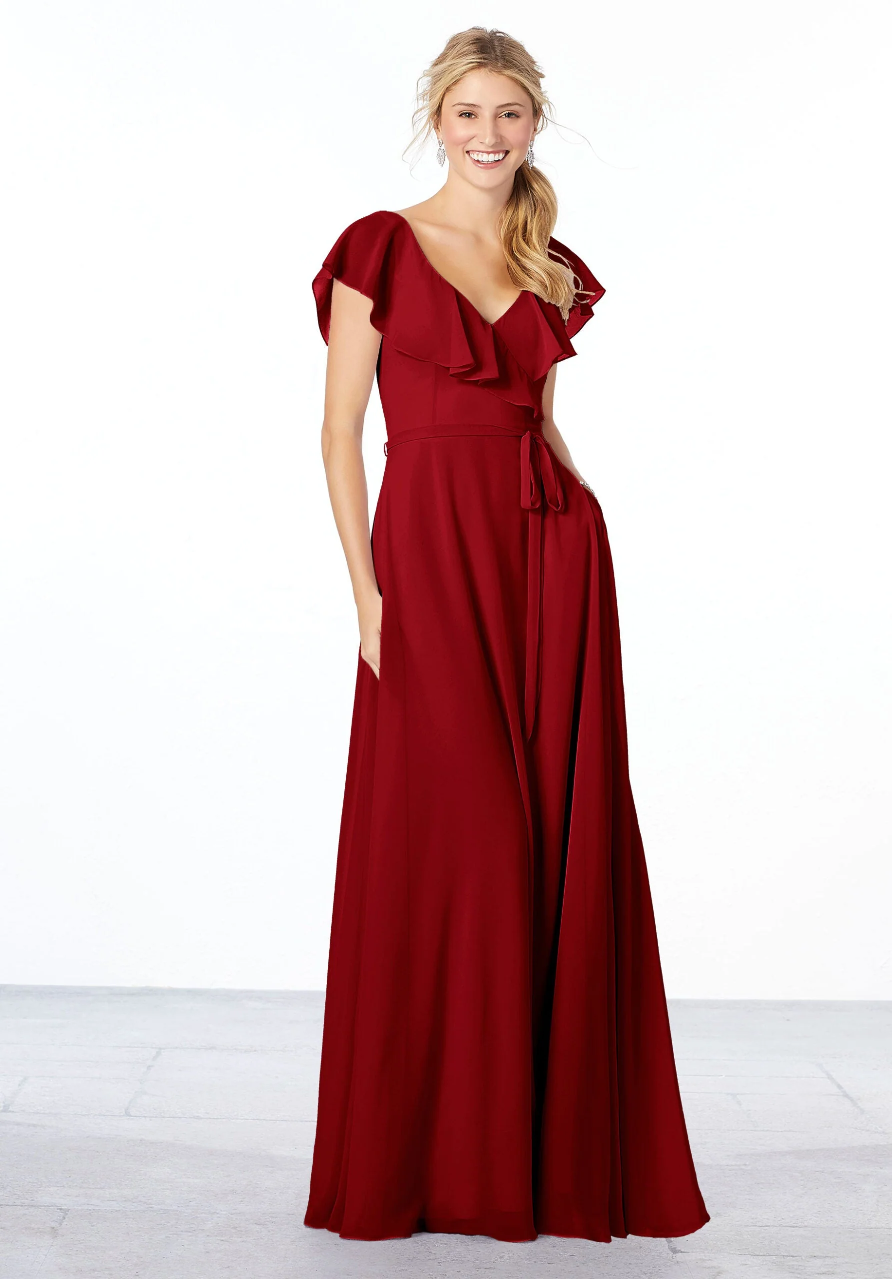 Flutter Sleeve Chiffon Bridesmaid Dress - Image 33