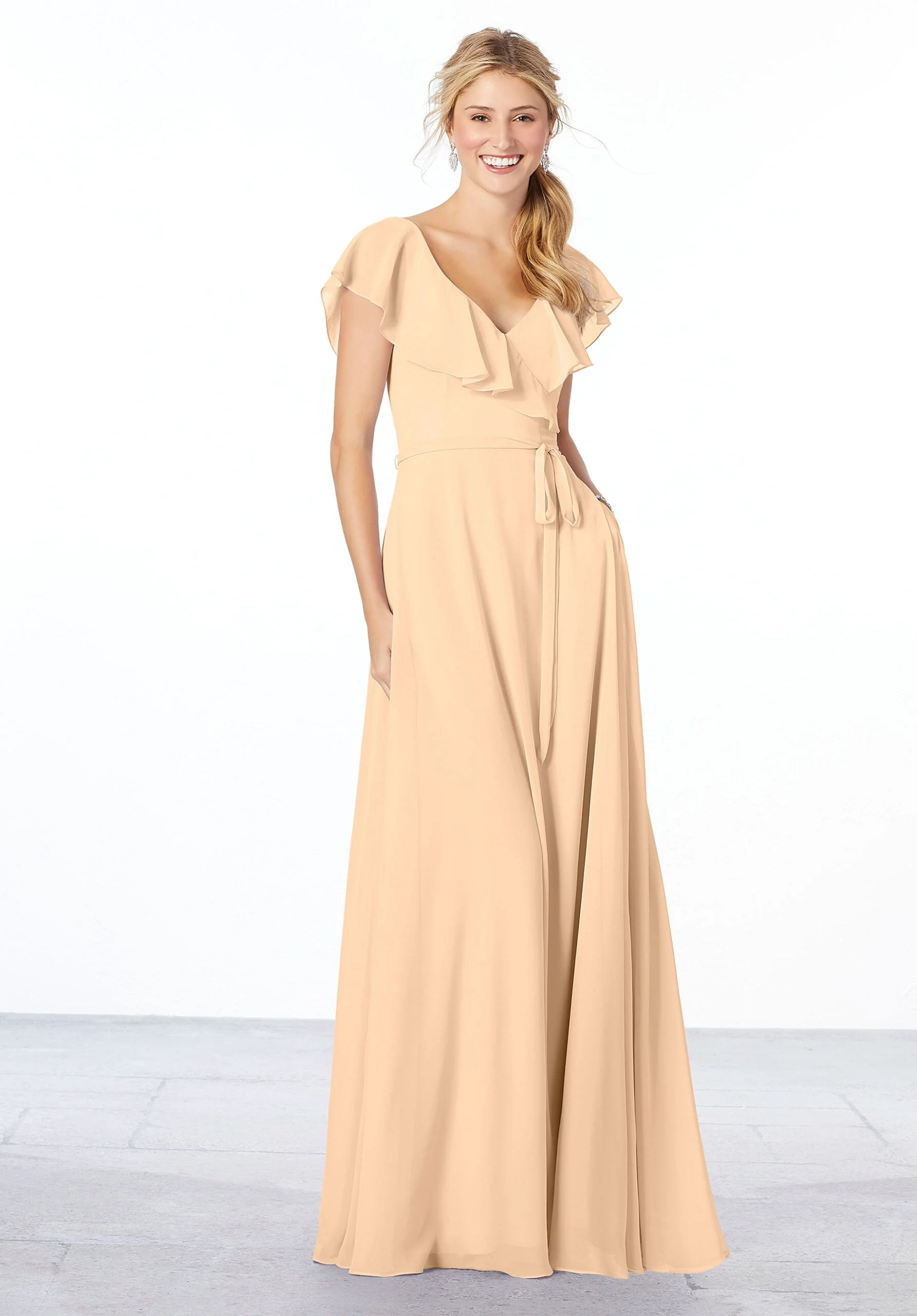 Flutter Sleeve Chiffon Bridesmaid Dress - Image 36
