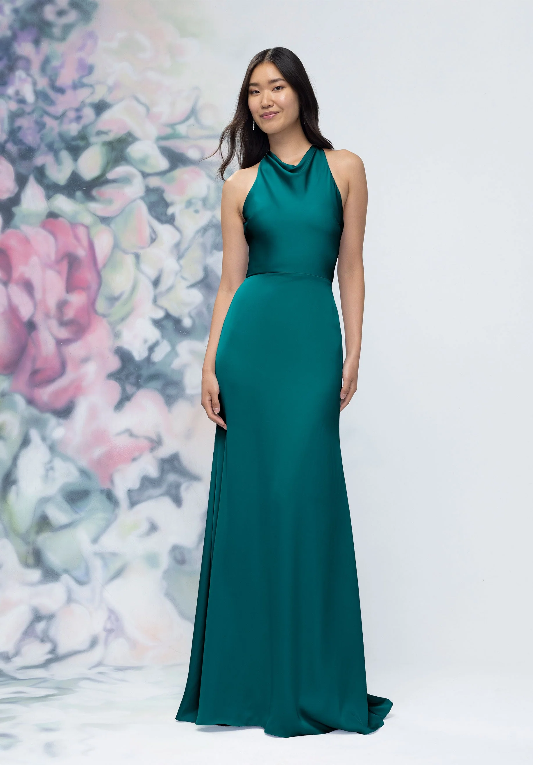 Halter Neck Open Tie Back Luxe Satin Bridesmaid Dress - Image 20