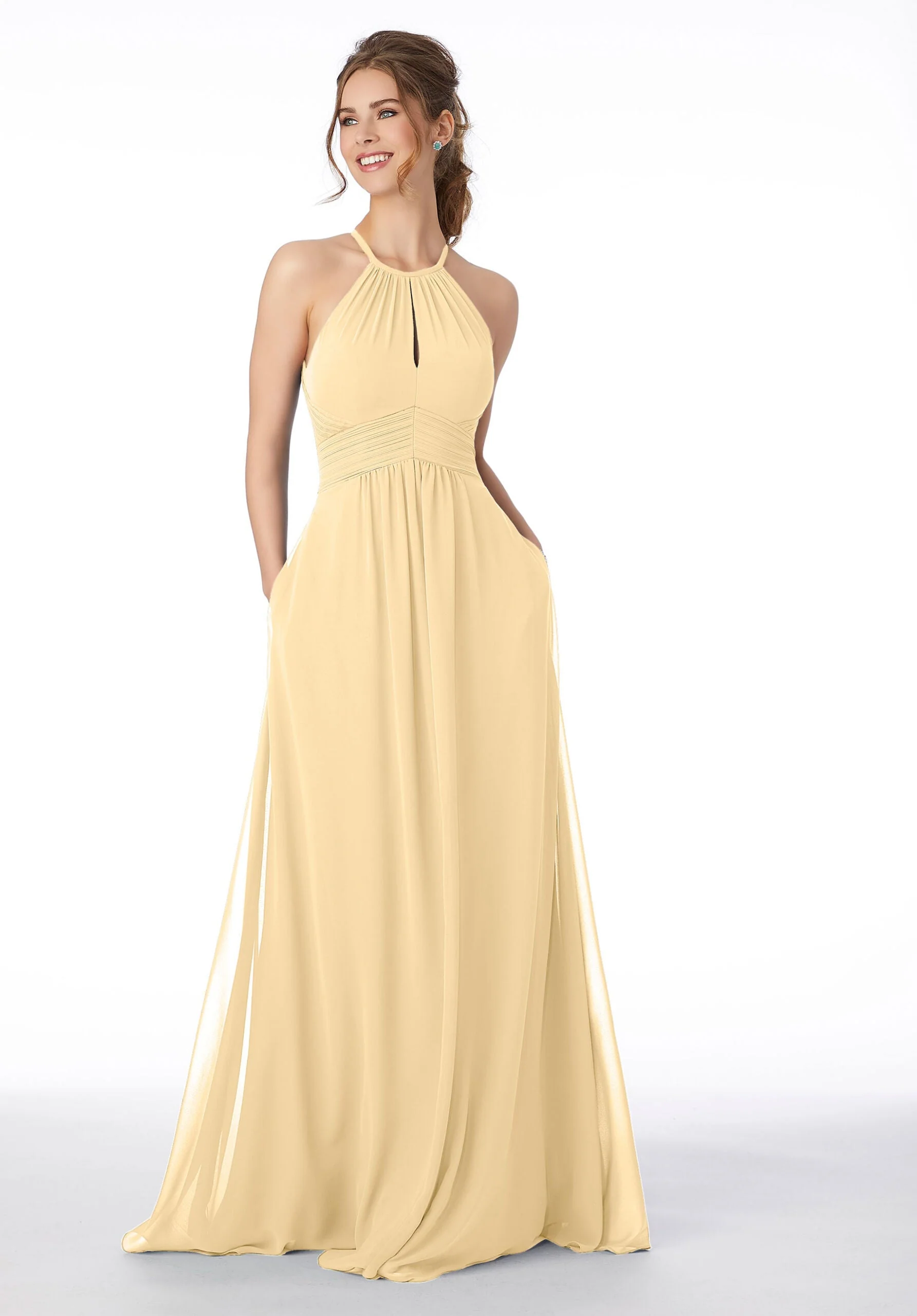 High Neck Keyhole Back Bridesmaid Dress - Image 12