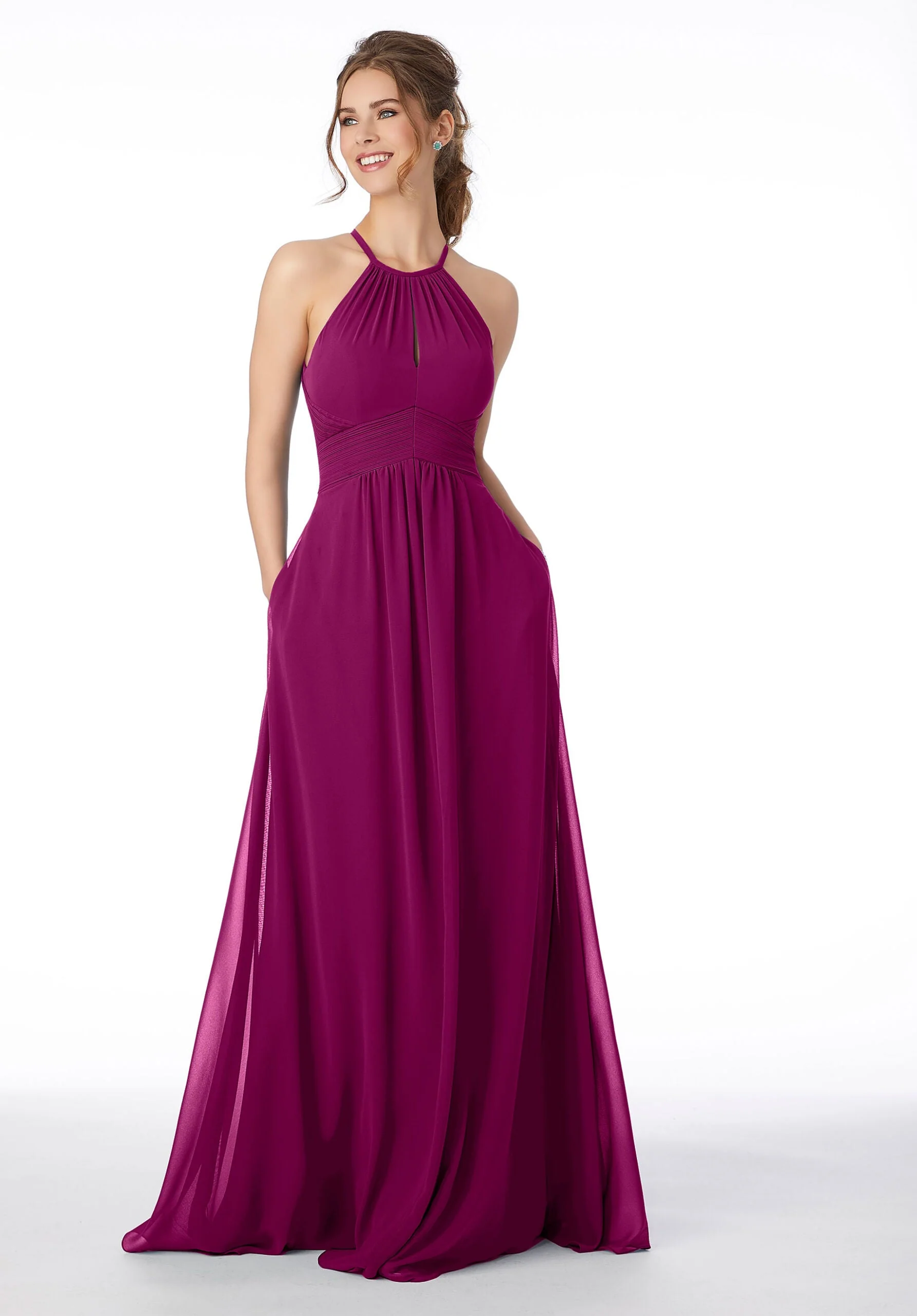 High Neck Keyhole Back Bridesmaid Dress - Image 32