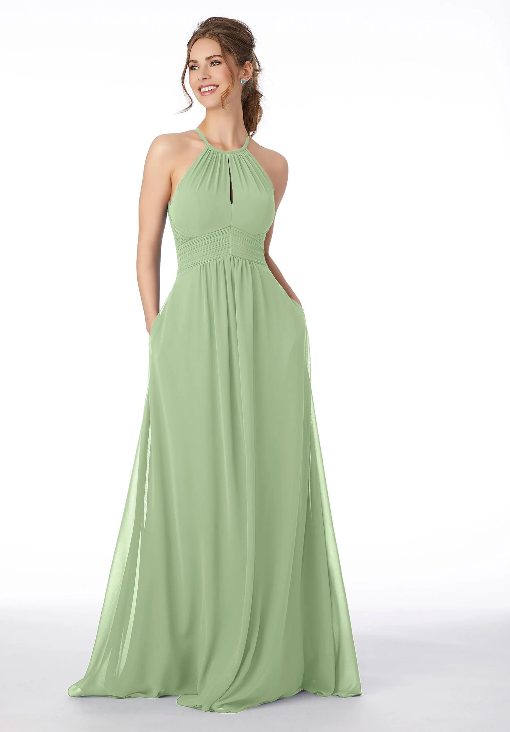 High Neck Keyhole Back Bridesmaid Dress - Image 38