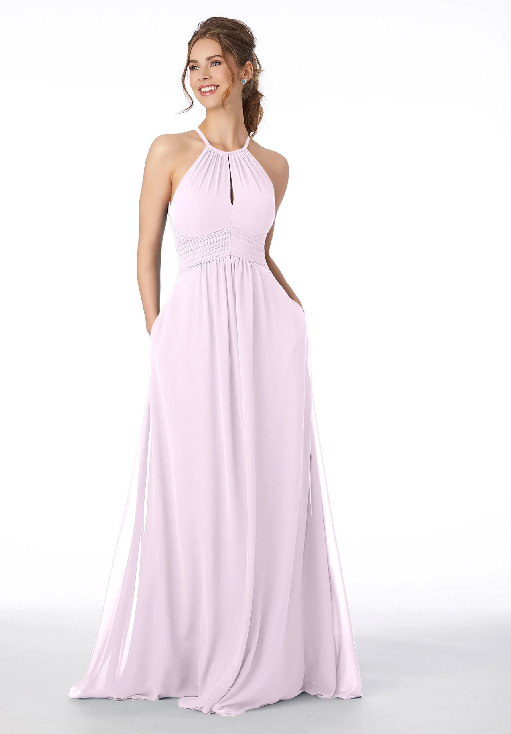 High Neck Keyhole Back Bridesmaid Dress - Image 47