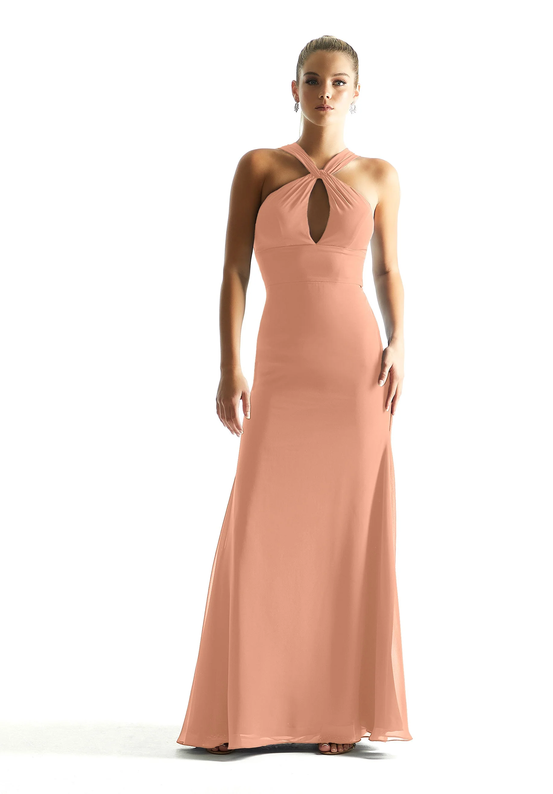 Keyhole Bodice Chiffon Bridesmaid Dress - Image 20