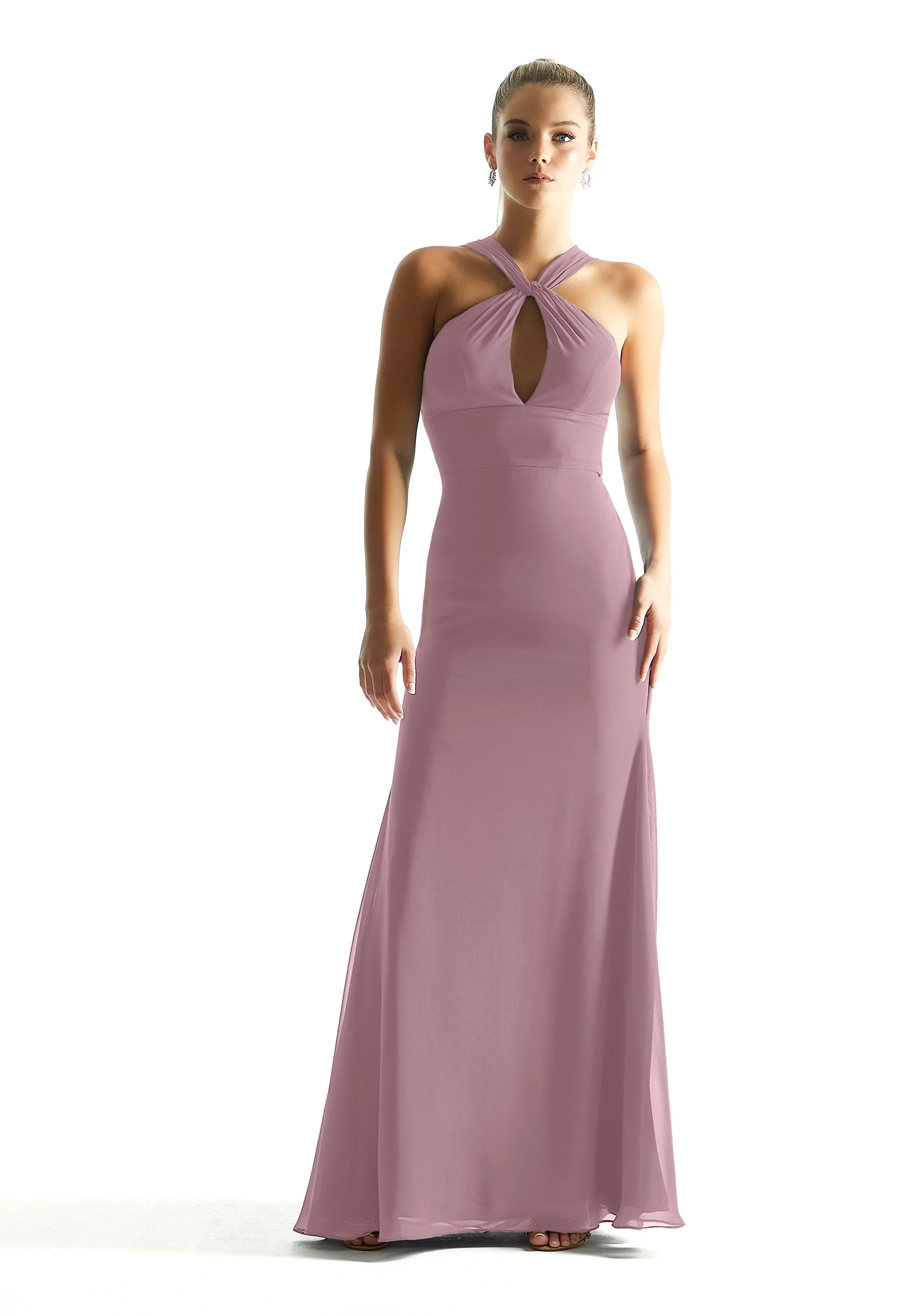 Keyhole Bodice Chiffon Bridesmaid Dress - Image 36
