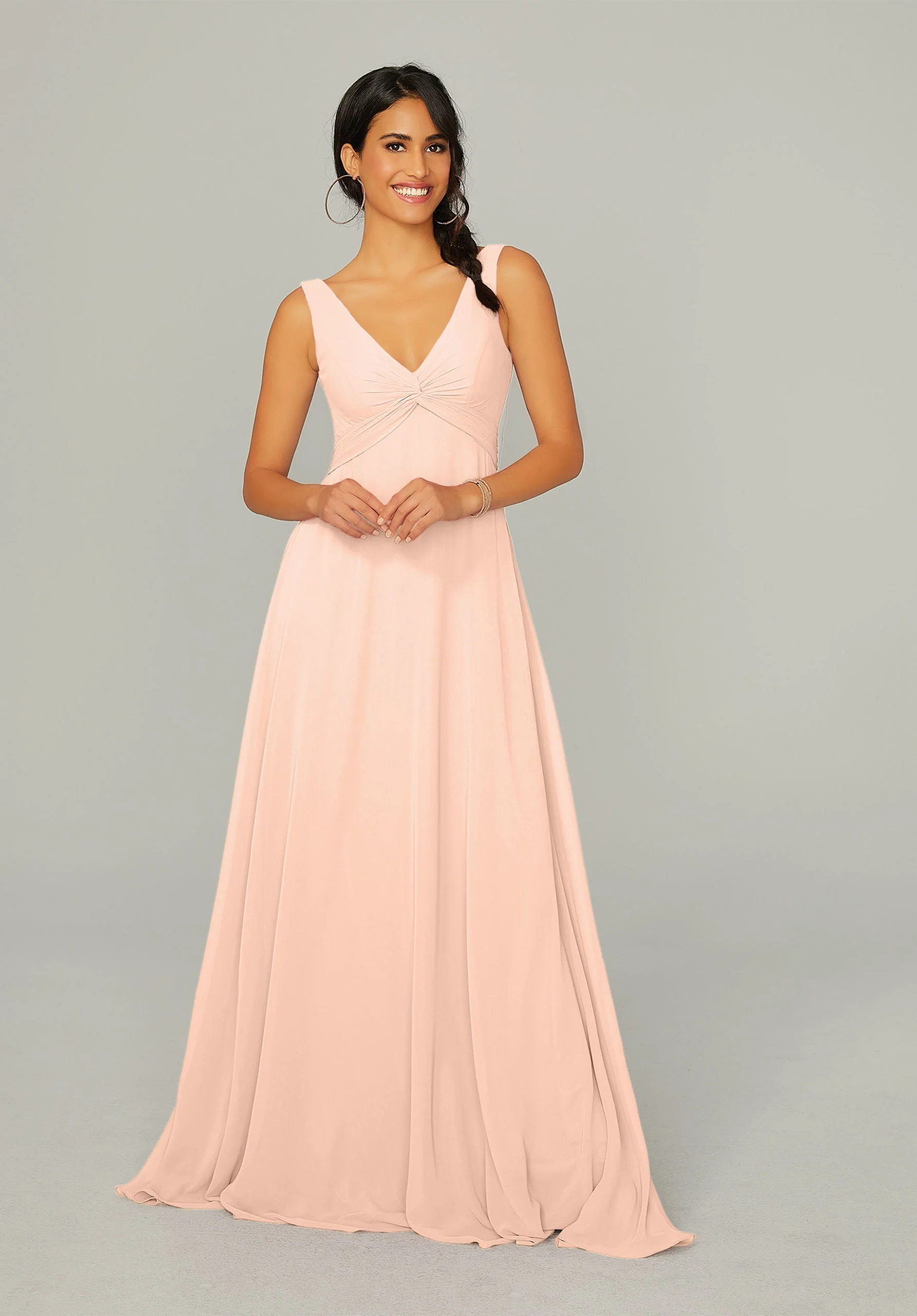 Knotted Bodice Chiffon Bridesmaid Dress - Image 16