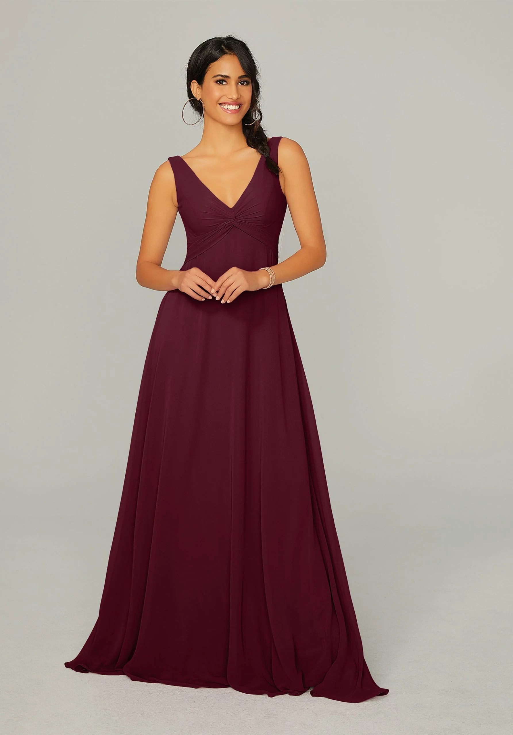 Knotted Bodice Chiffon Bridesmaid Dress - Image 17