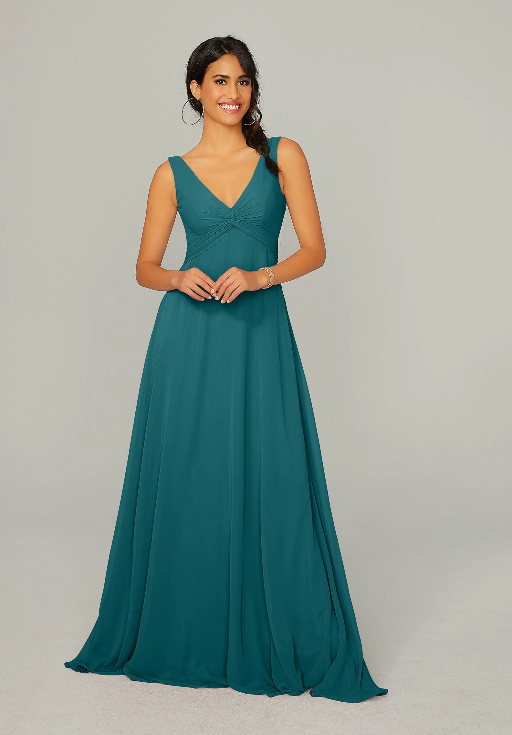 Knotted Bodice Chiffon Bridesmaid Dress - Image 51