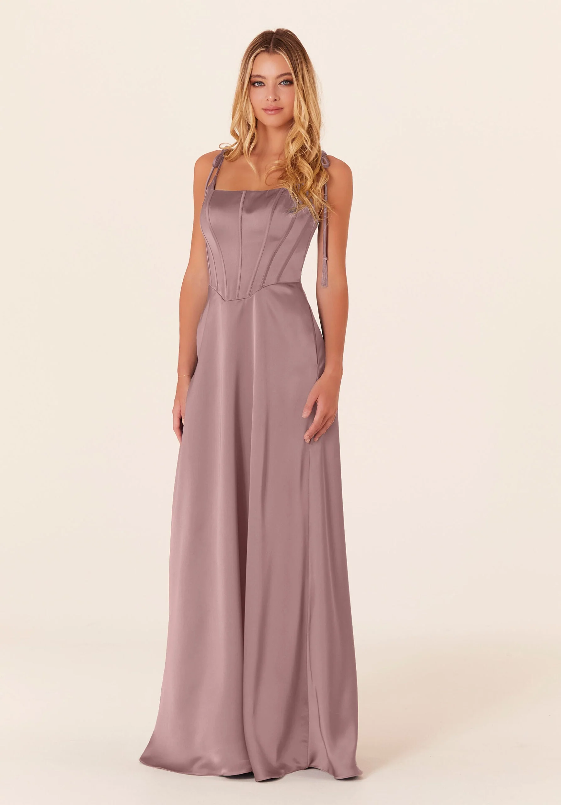 Luxe Satin Bridesmaid Dress with Corset Bodice - Image 6