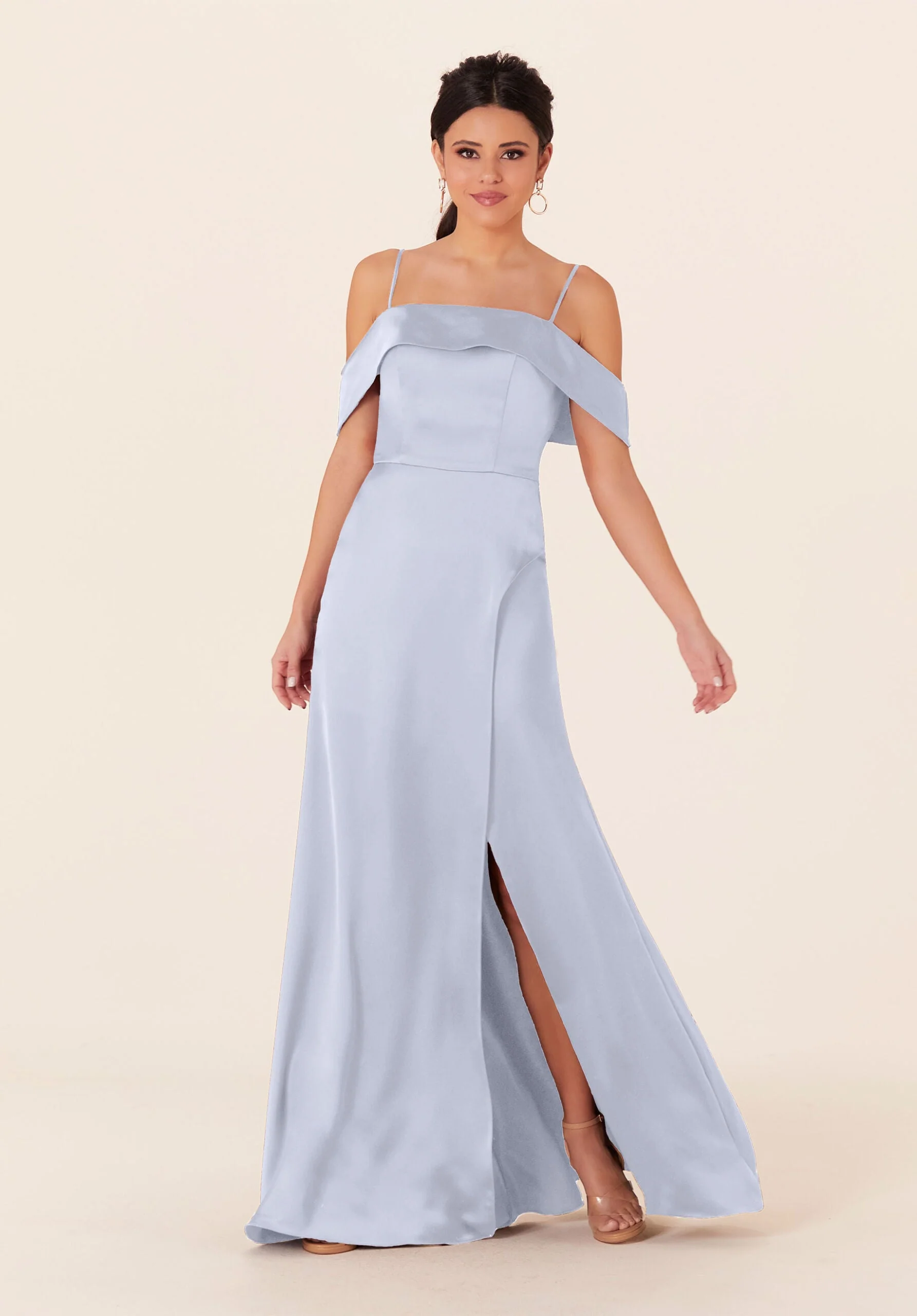 Luxe Satin Bridesmaid Dress with Cuffed Neckline - Image 5