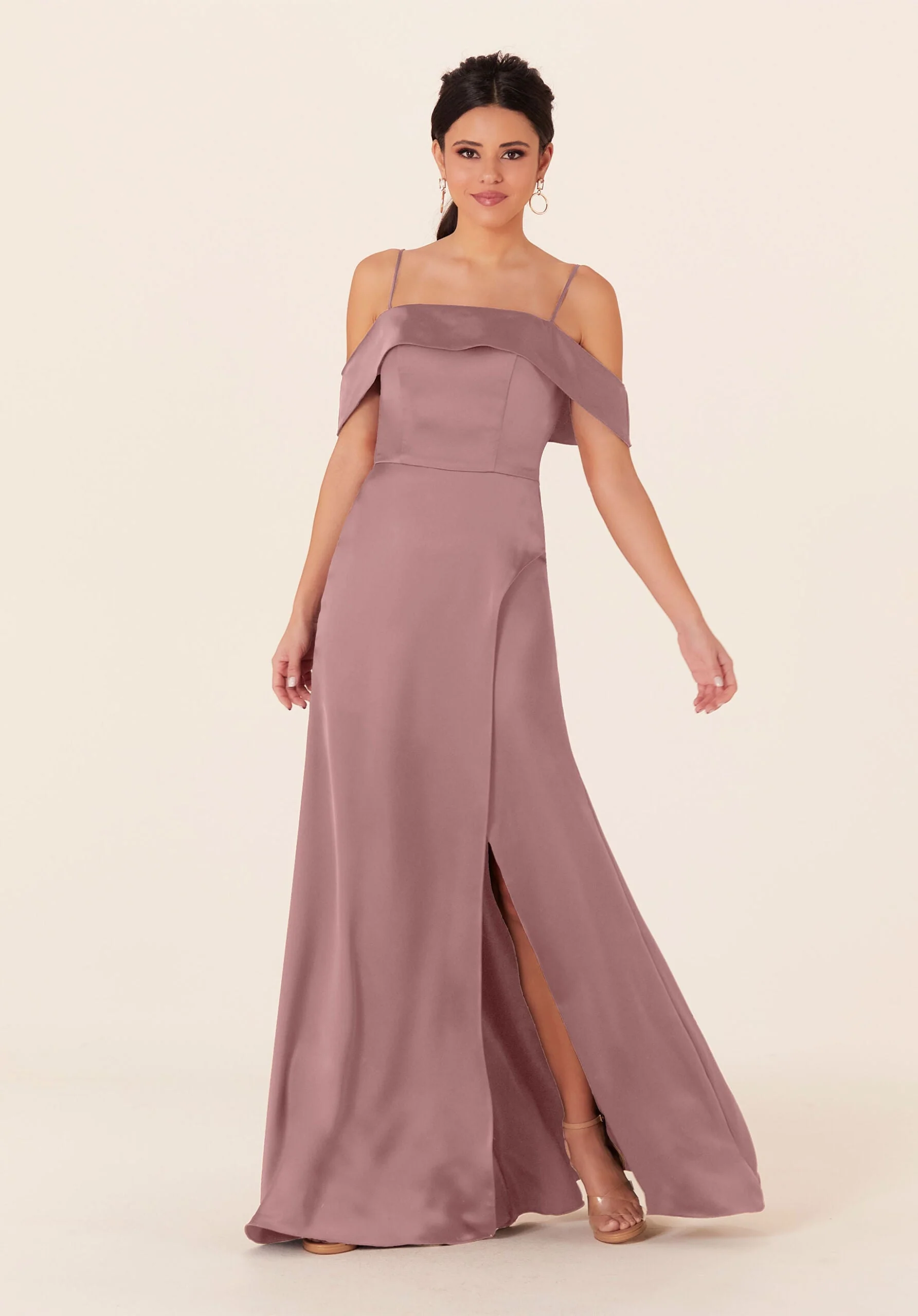 Luxe Satin Bridesmaid Dress with Cuffed Neckline - Image 6