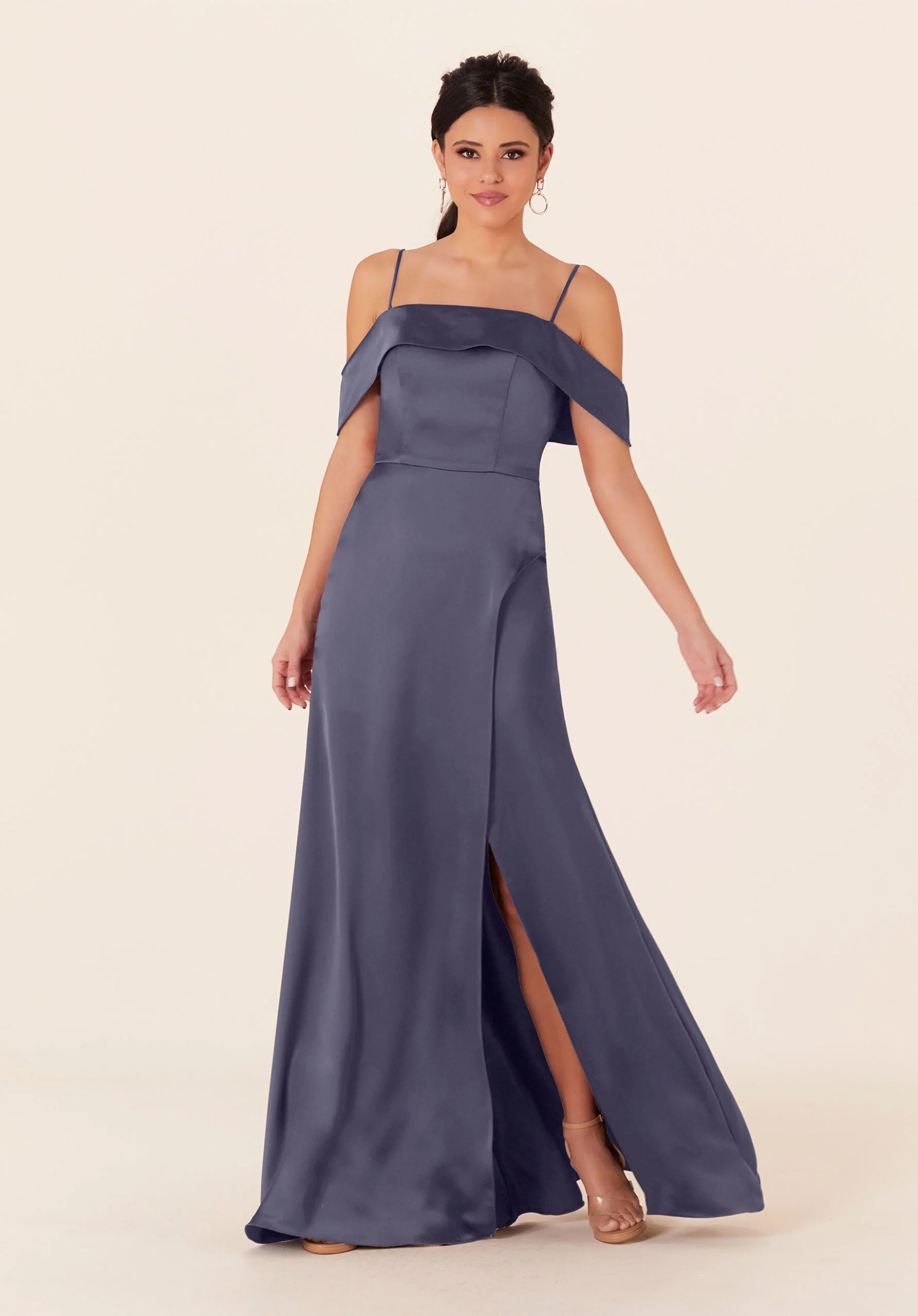 Luxe Satin Bridesmaid Dress with Cuffed Neckline - Image 9