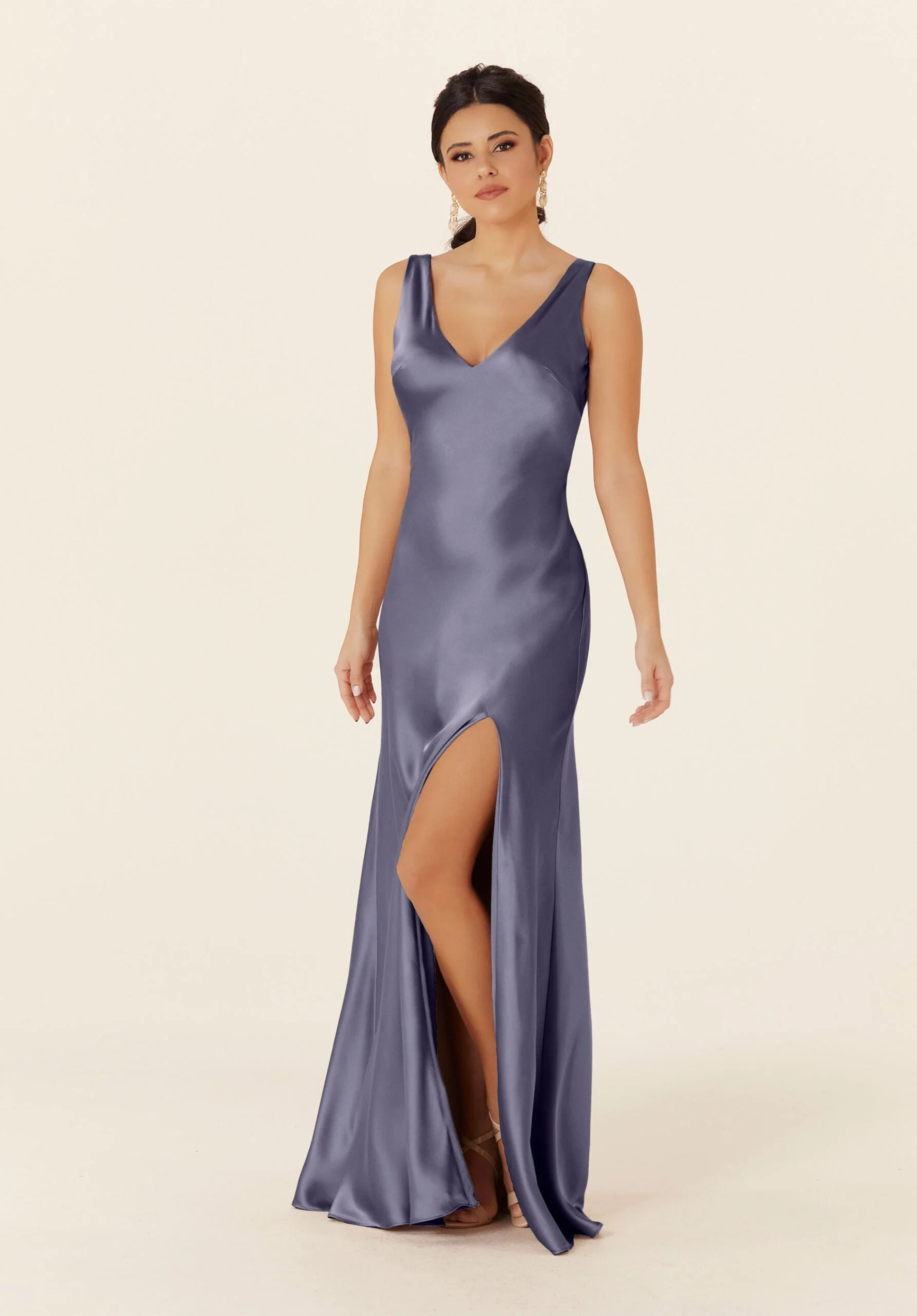 Luxe Satin Bridesmaid Dress with Tied Back - Image 9