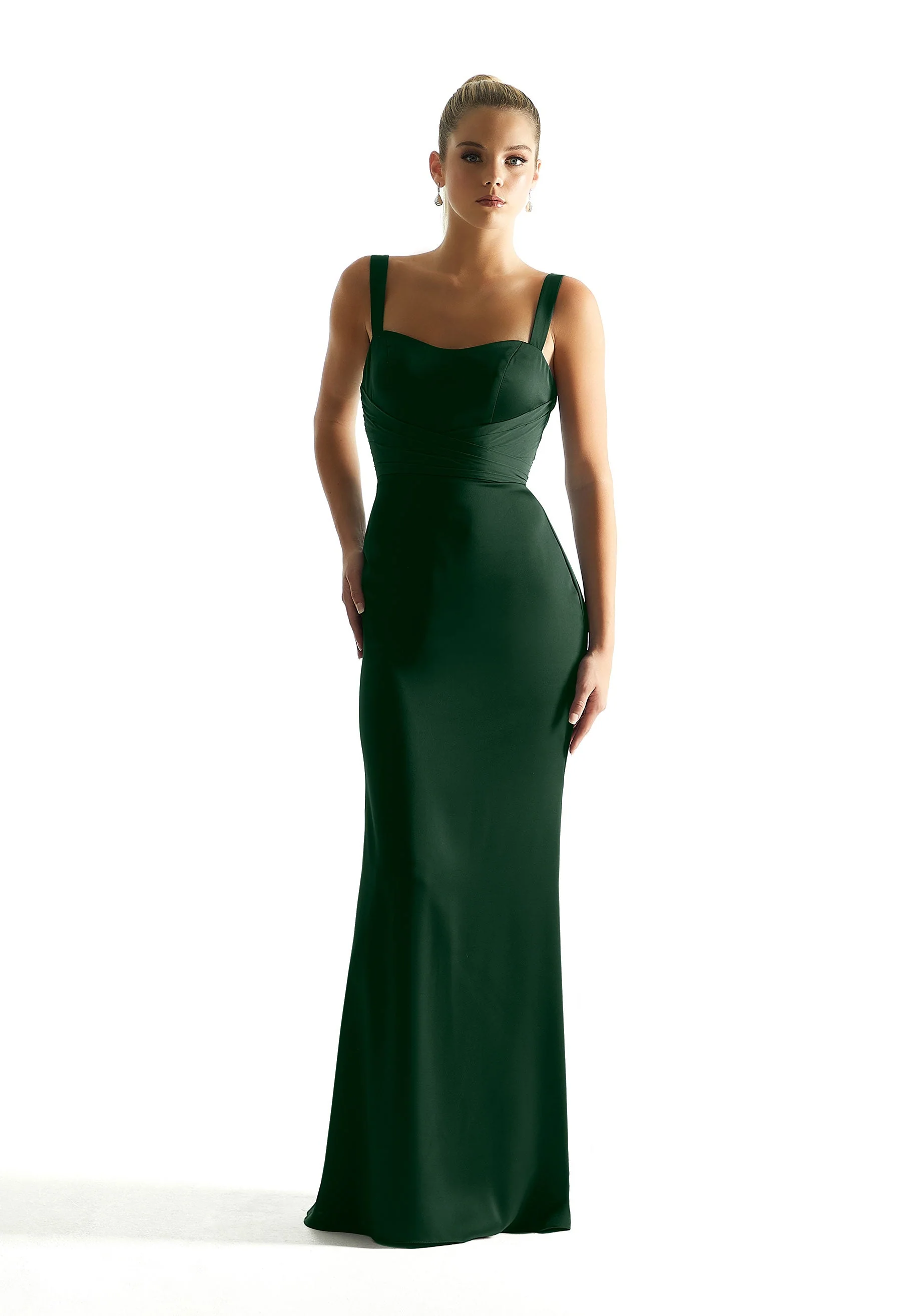 Luxe Satin Sheath Bridesmaid Dress with Chiffon Sash - Image 11