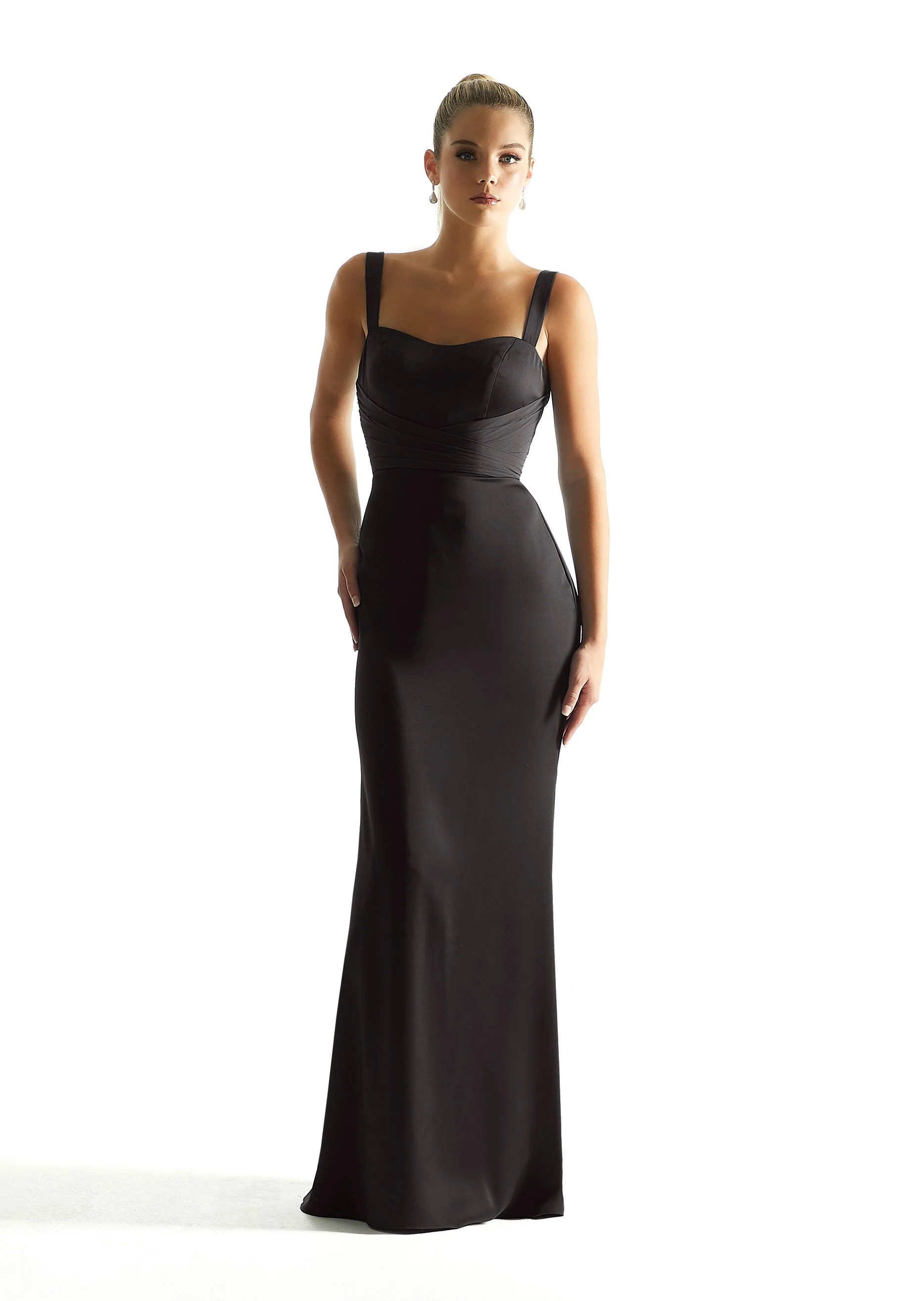 Luxe Satin Sheath Bridesmaid Dress with Chiffon Sash - Image 7
