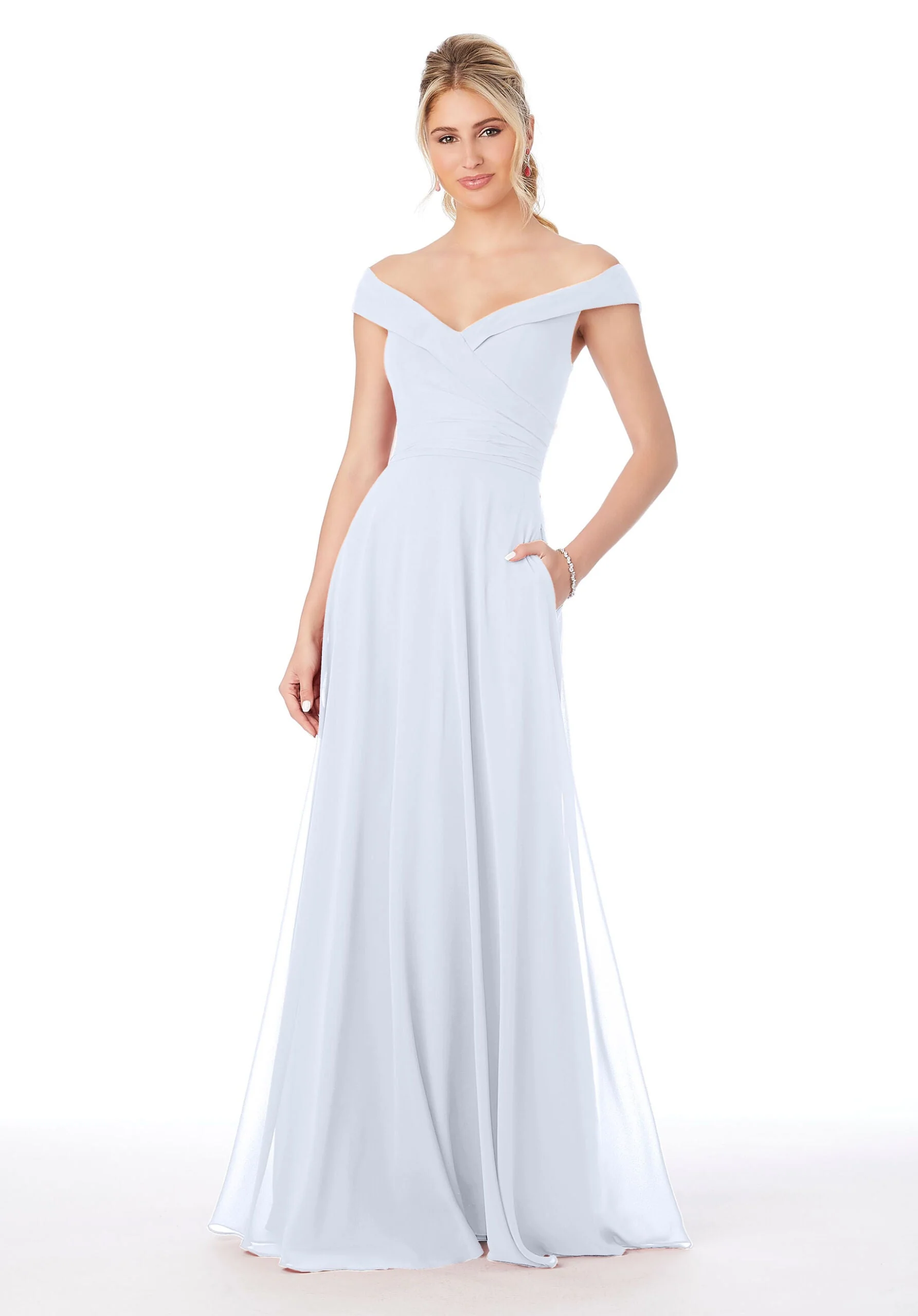 Off The Shoulder Chiffon Bridesmaid Dress - Image 27