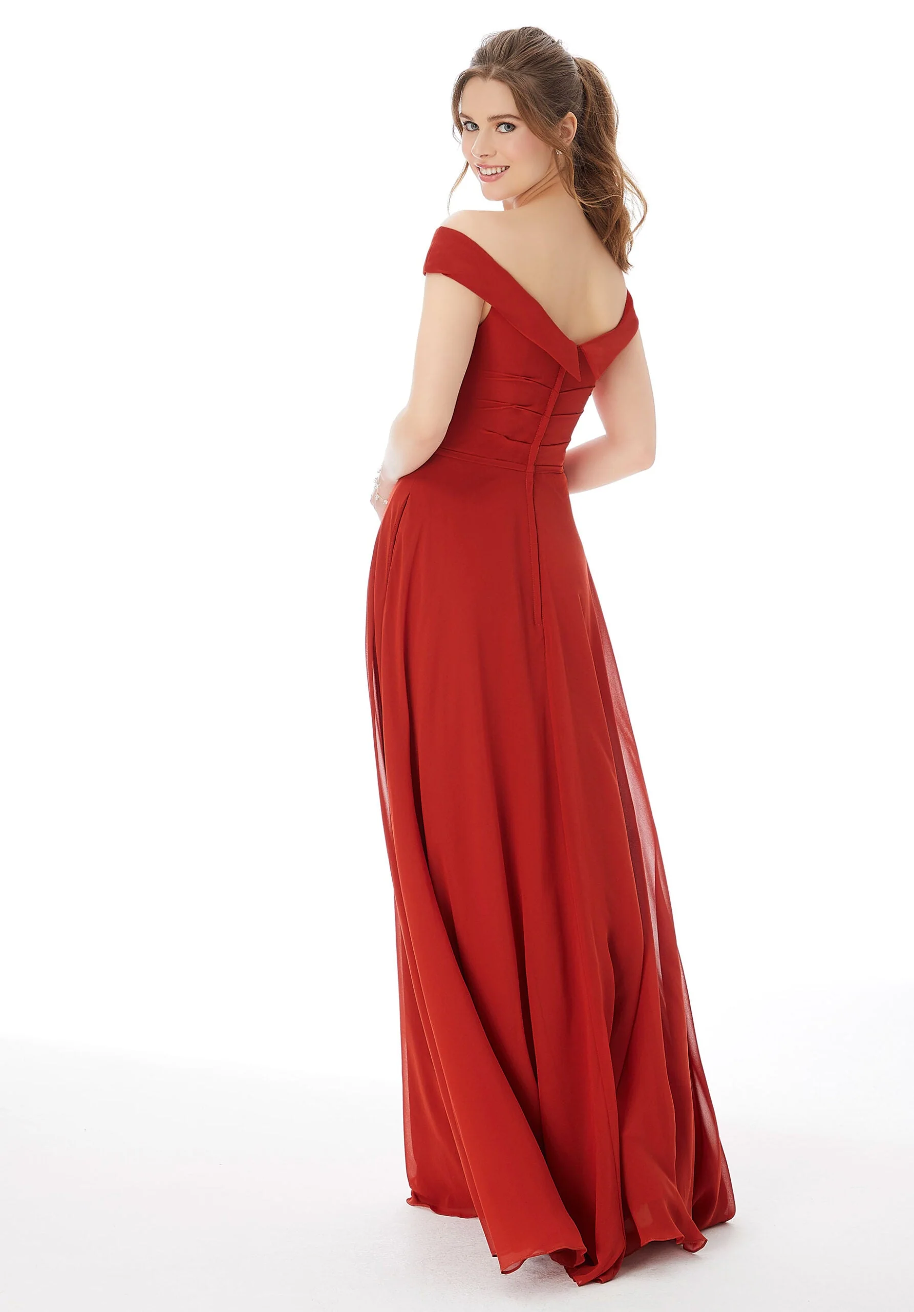 Off The Shoulder Chiffon Bridesmaid Dress - Image 4