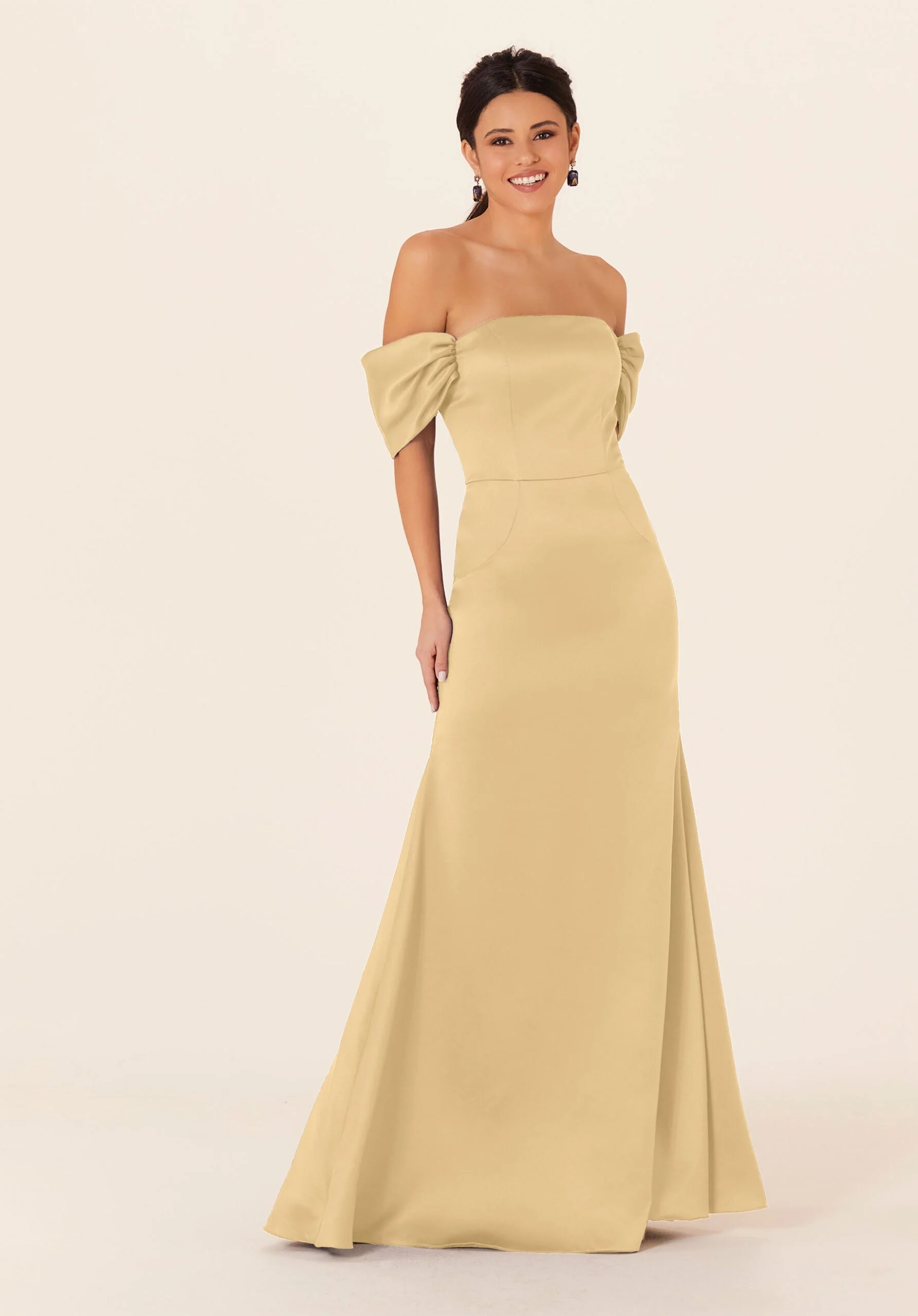 Off The Shoulder Satin Bridesmaid Dress - Image 7