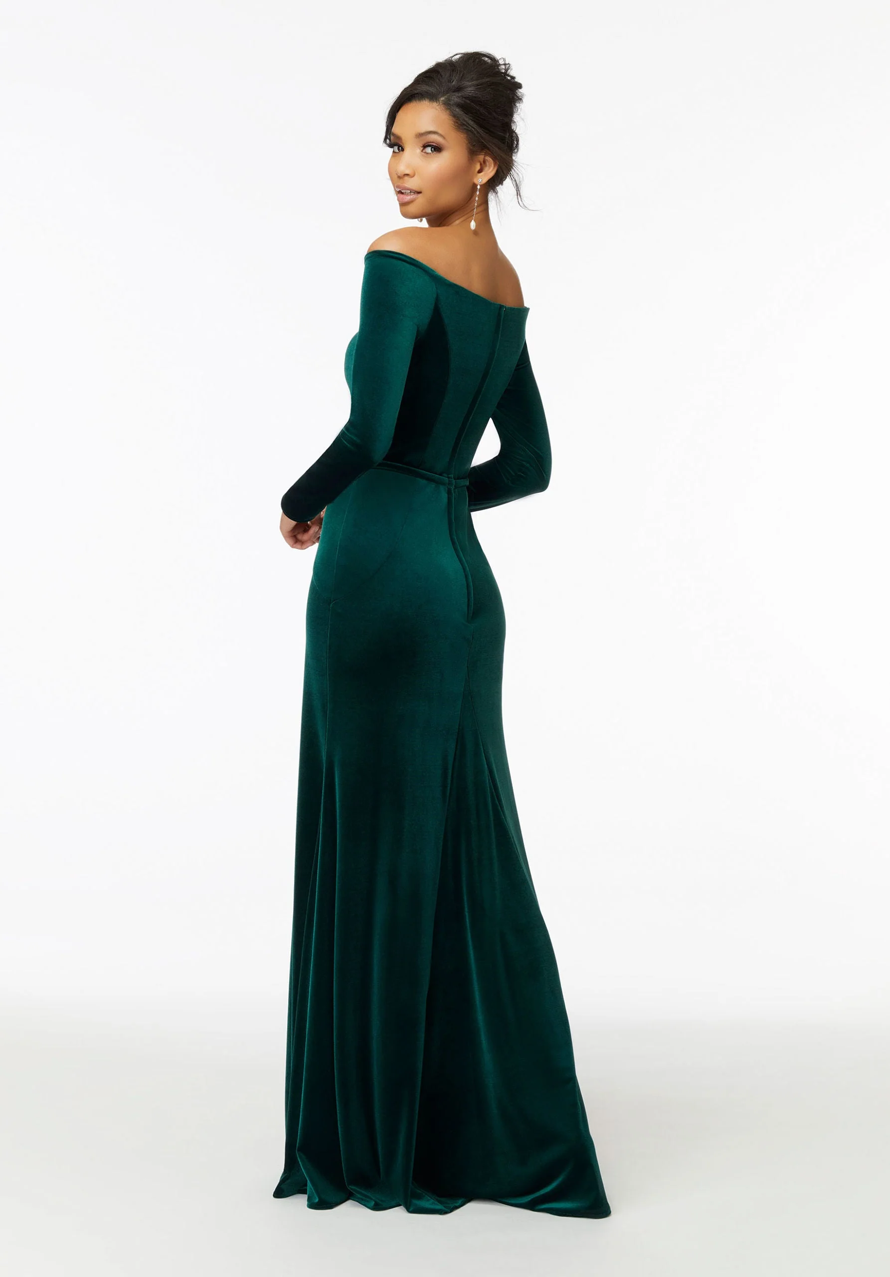 Off-The-Shoulder Lustrous Velvet Bridesmaid Dress - Image 3