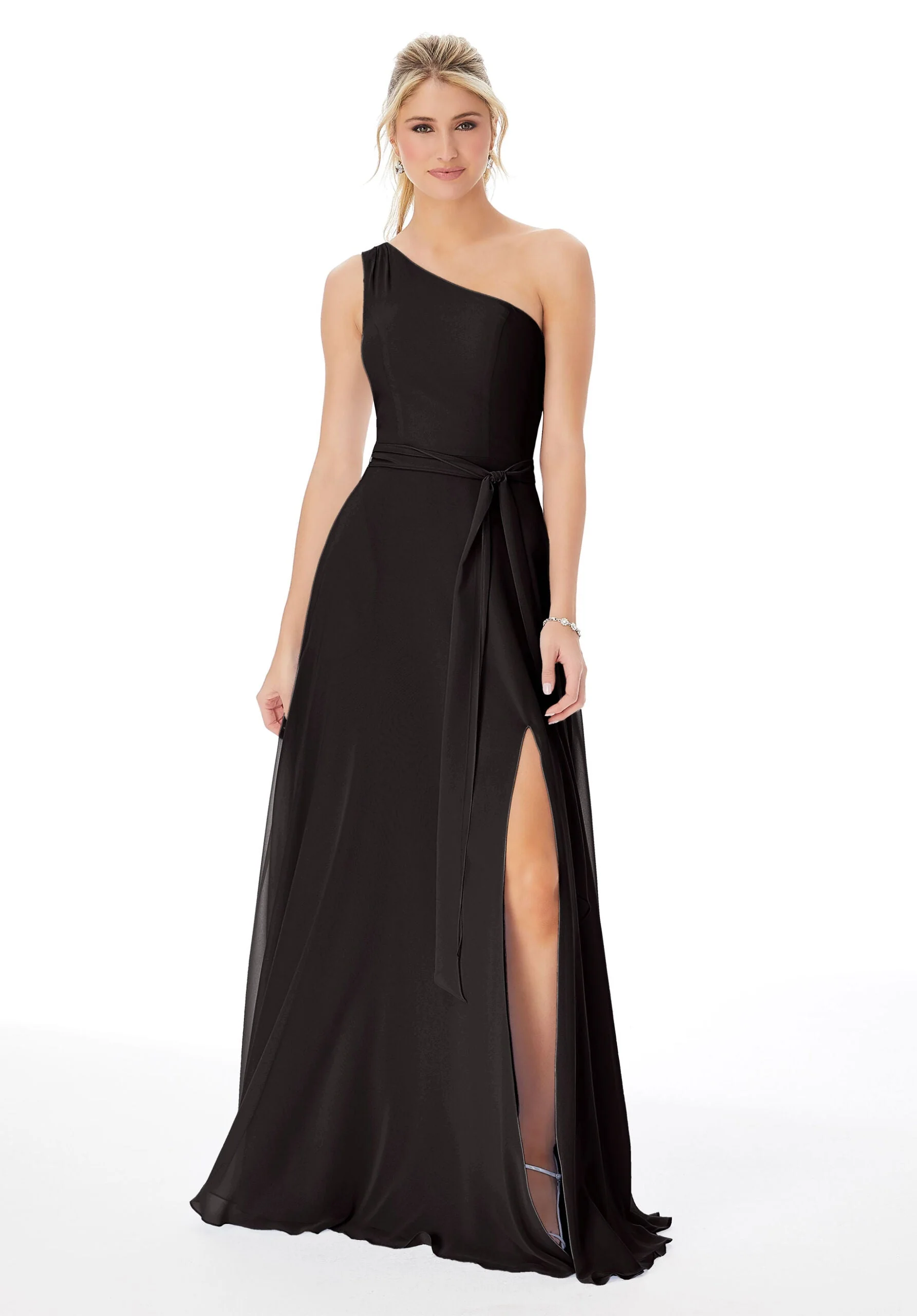 One Shoulder Chiffon Bridesmaid Dress - Image 4