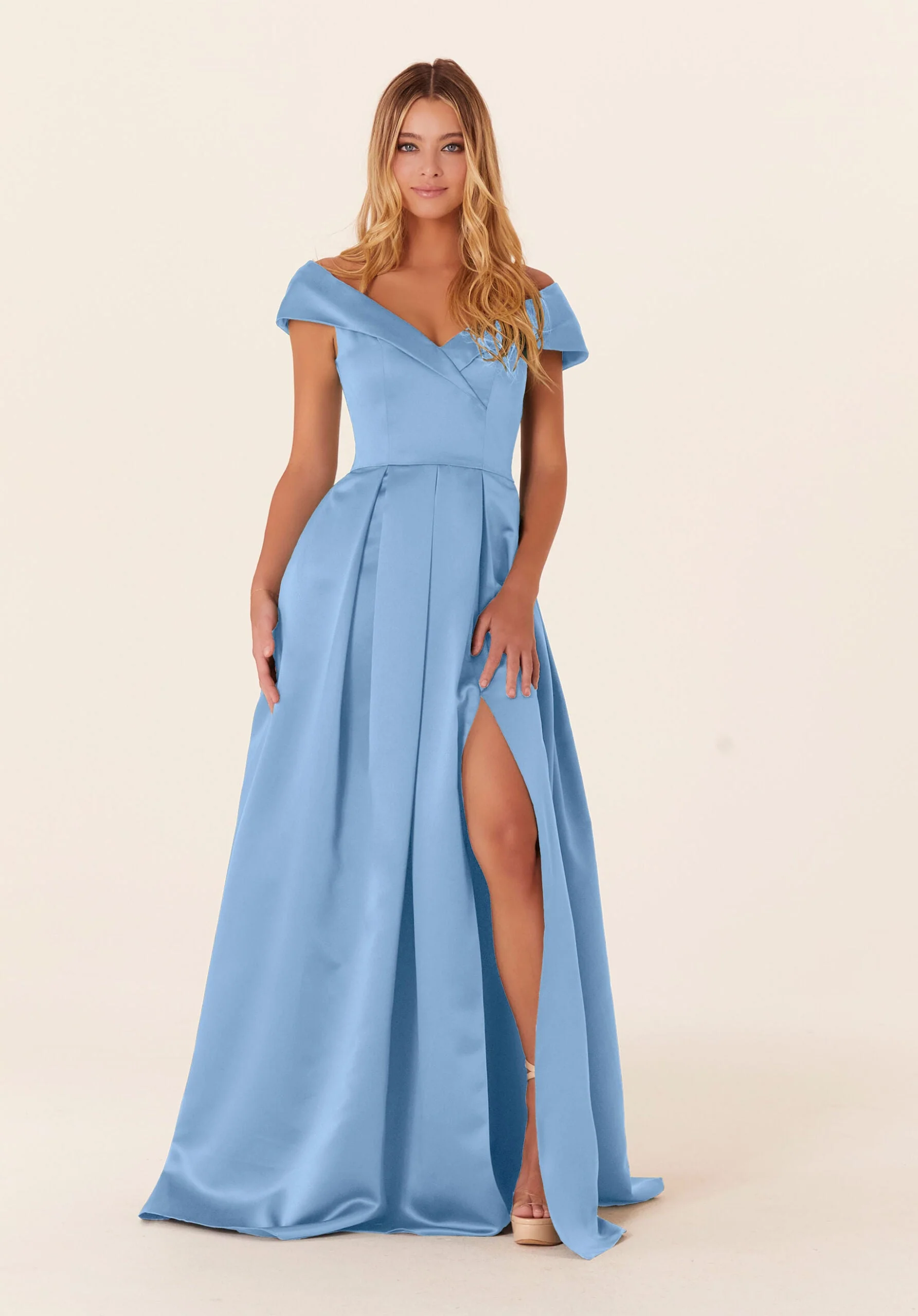 Pleated Satin A-line Bridesmaid Dress - Image 31