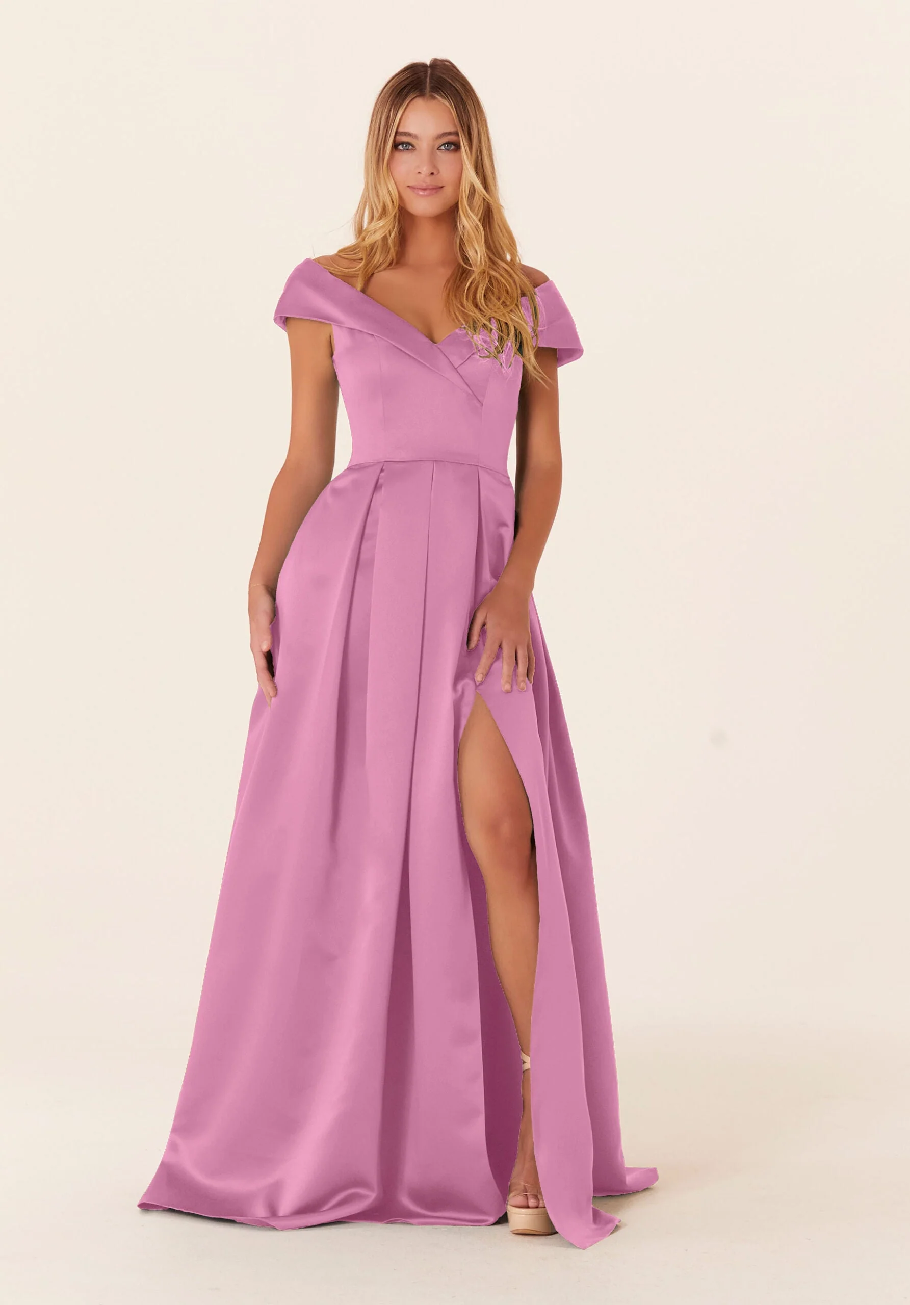 Pleated Satin A-line Bridesmaid Dress - Image 32