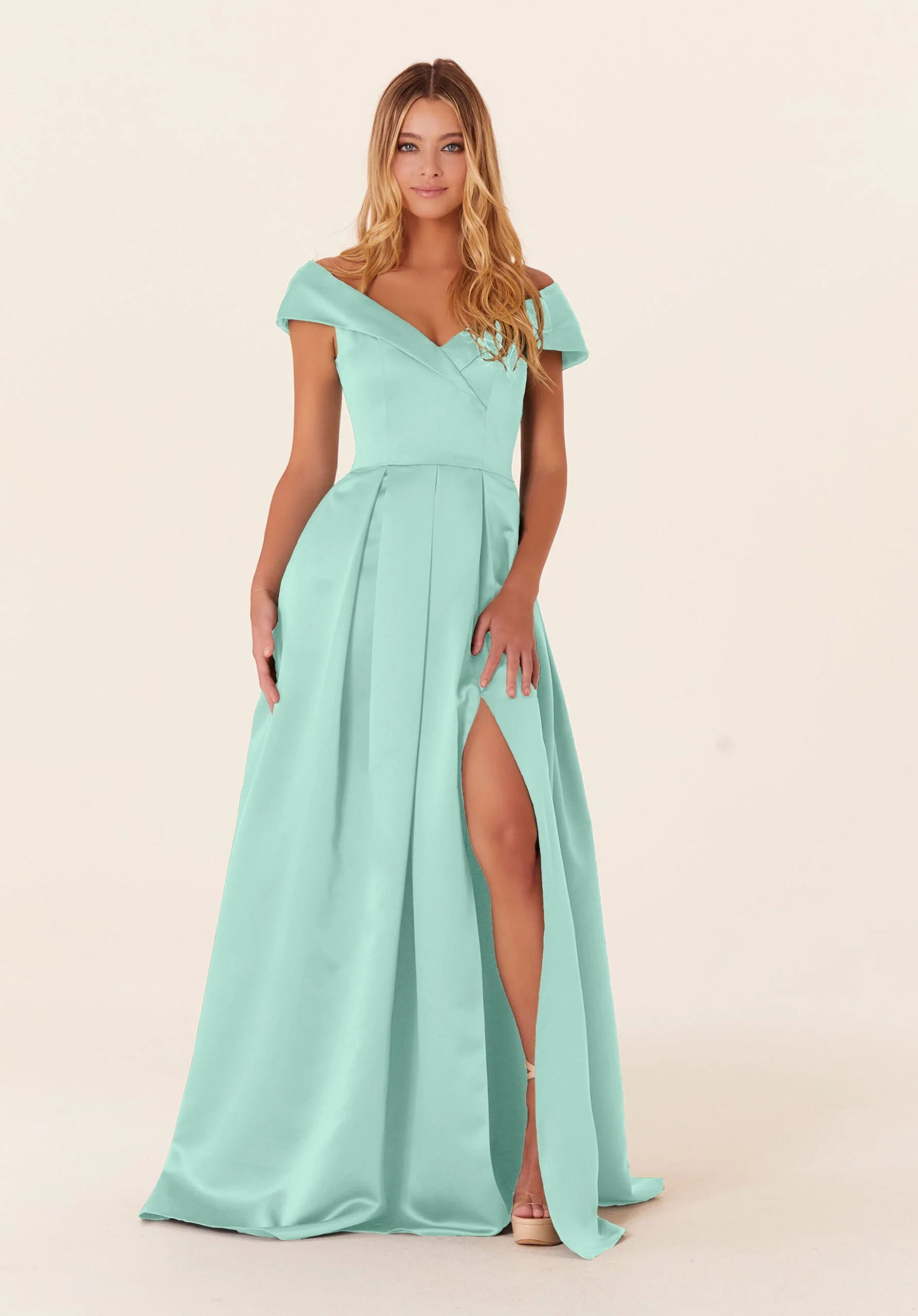 Pleated Satin A-line Bridesmaid Dress - Image 35