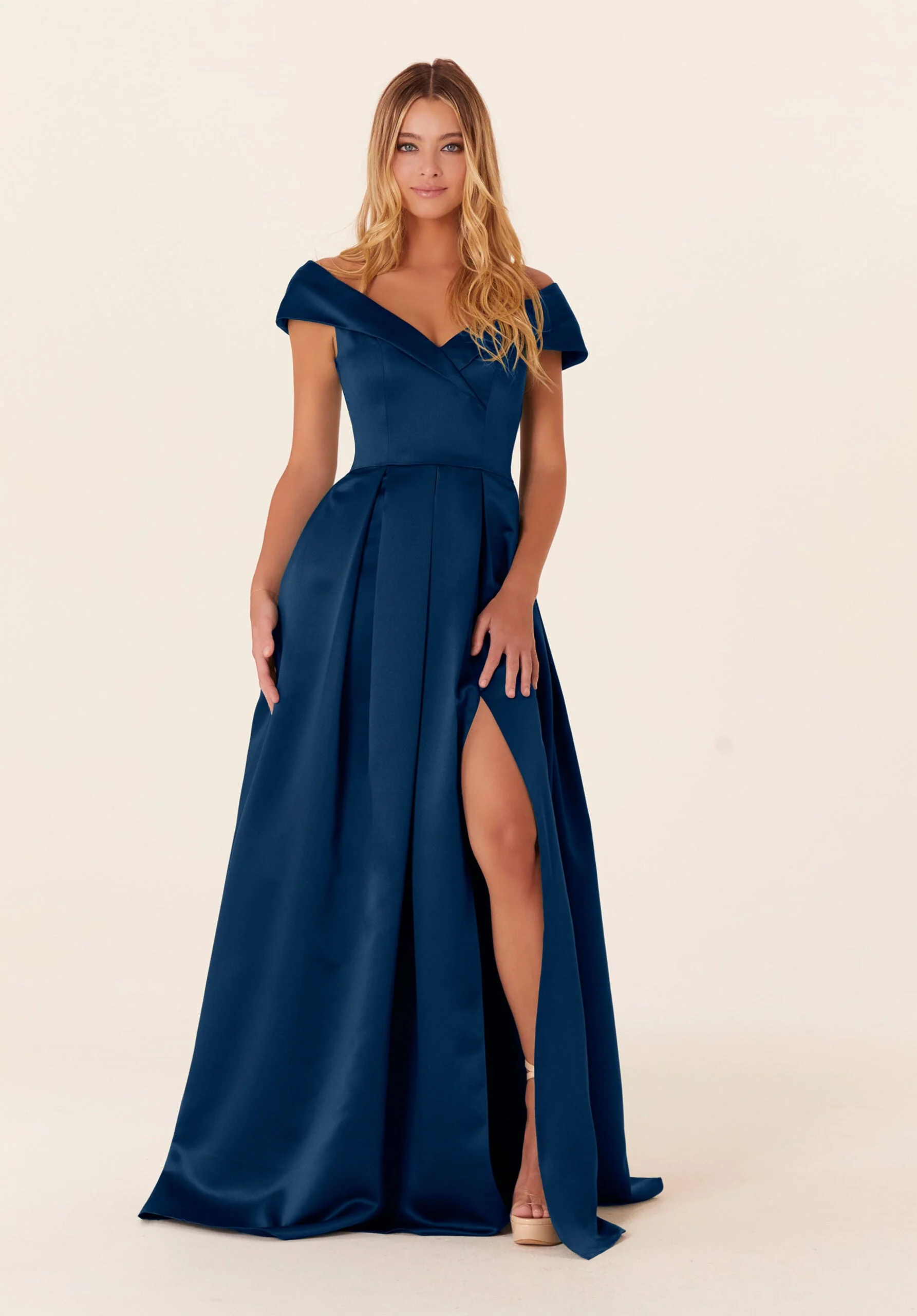 Pleated Satin A-line Bridesmaid Dress - Image 45