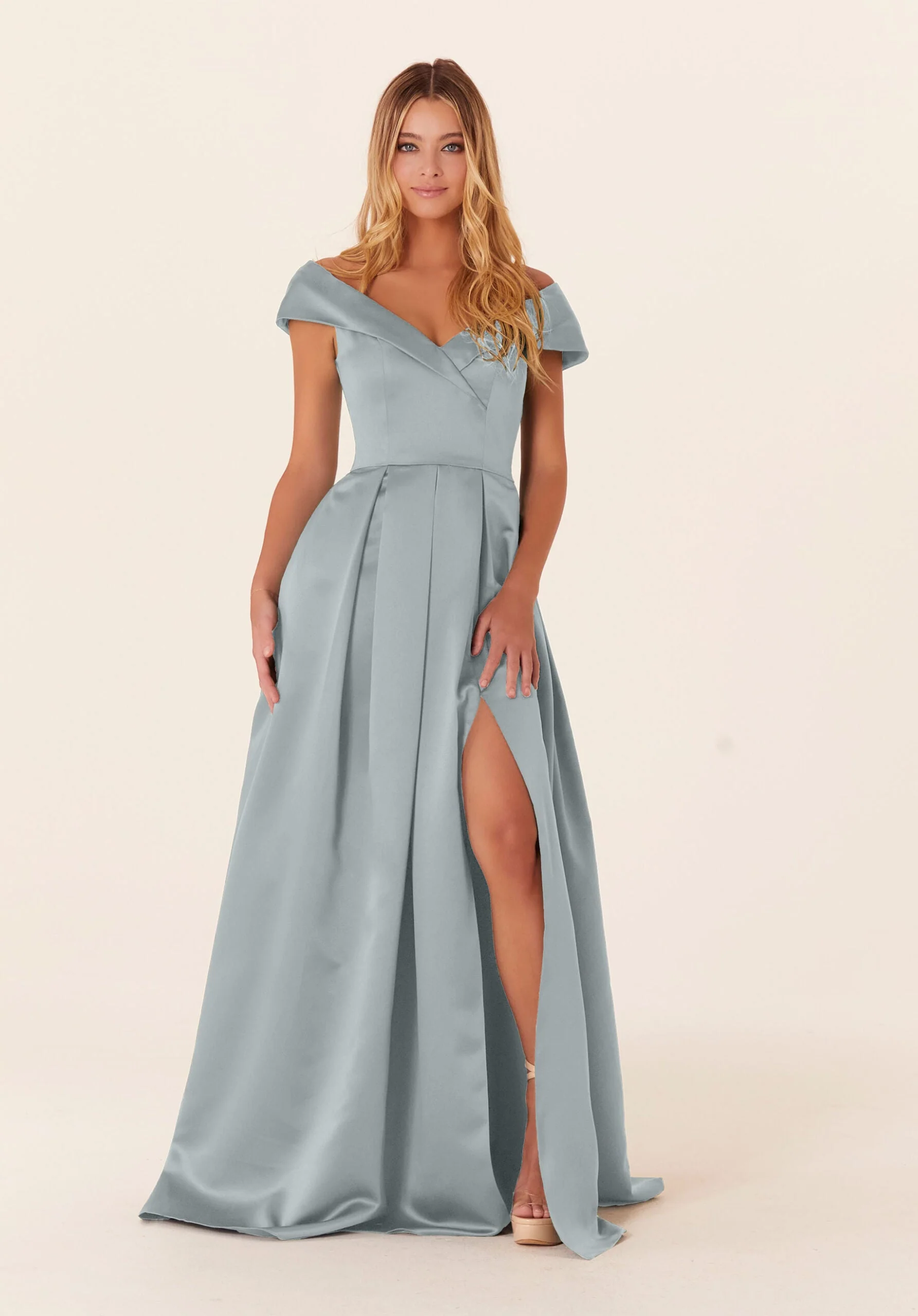 Pleated Satin A-line Bridesmaid Dress - Image 52