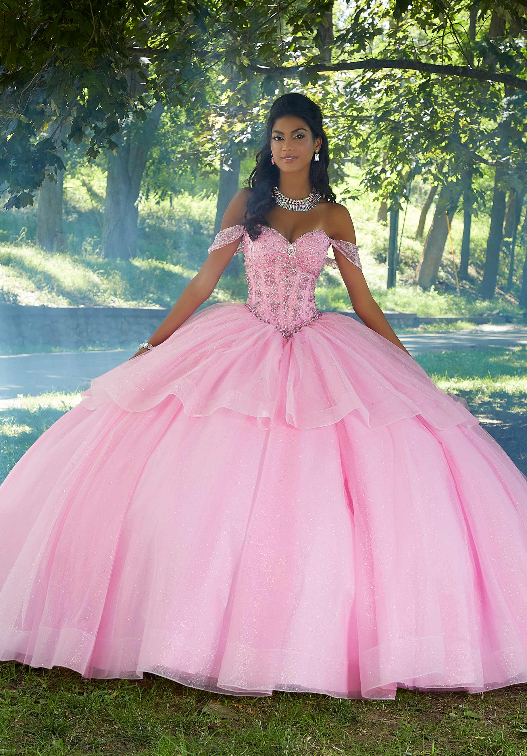 Rhinestone and Crystal Beaded Corset Bodice Quinceañera Dress - Image 4