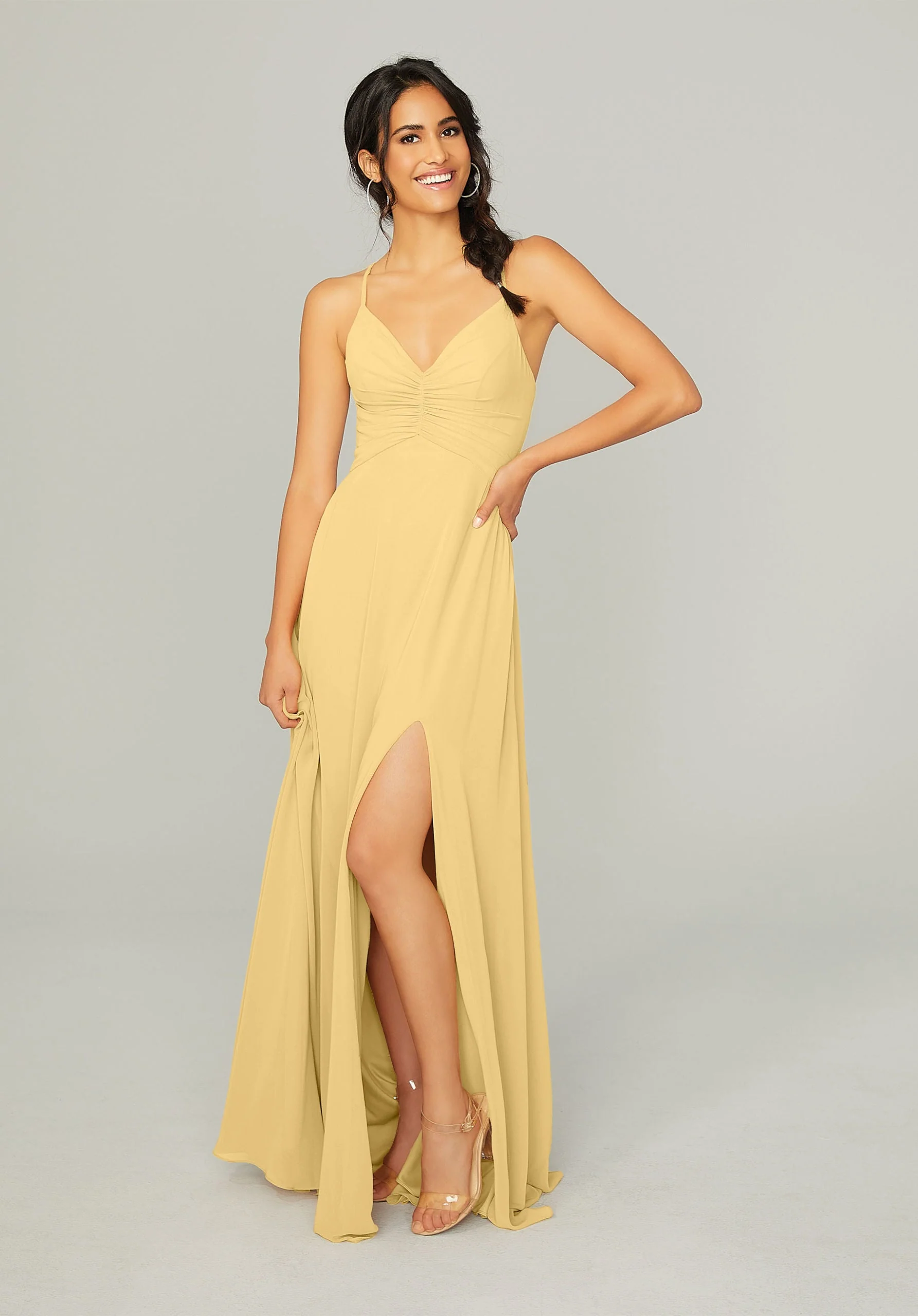 Ruched Chiffon Bridesmaid Dress with Tie Back Detail - Image 16