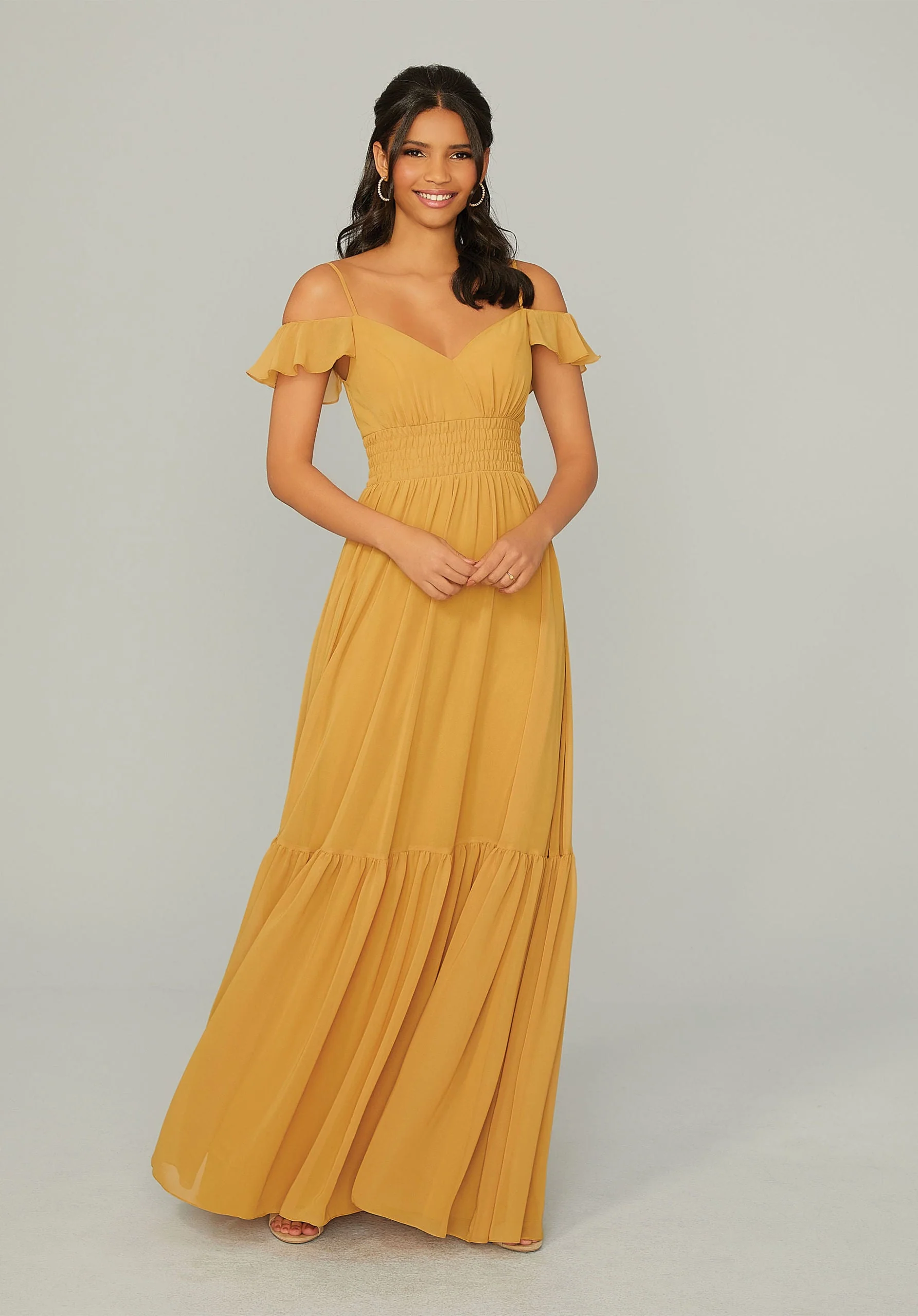 Ruched Keyhole Back Chiffon Bridesmaid Dress - Image 10
