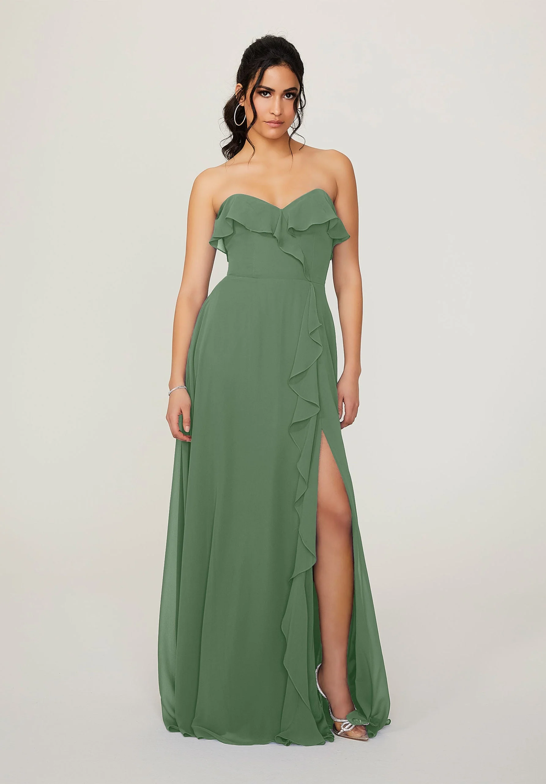 Ruffled Chiffon Strapless Bridesmaid Dress - Image 26