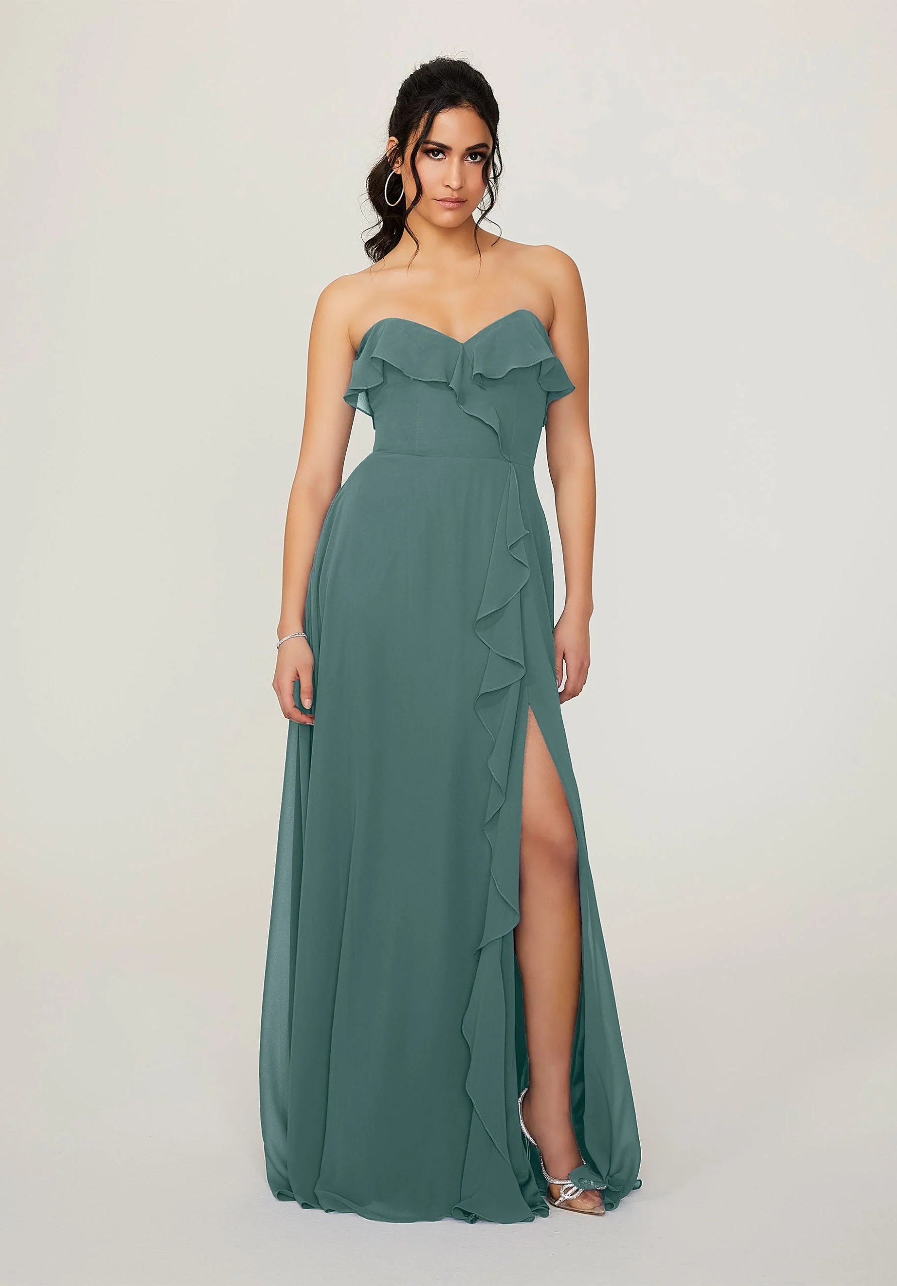 Ruffled Chiffon Strapless Bridesmaid Dress - Image 29