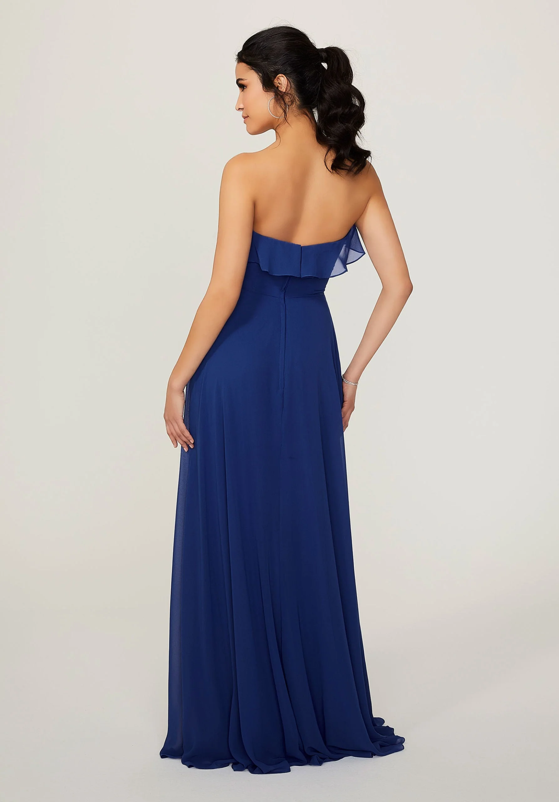 Ruffled Chiffon Strapless Bridesmaid Dress - Image 3