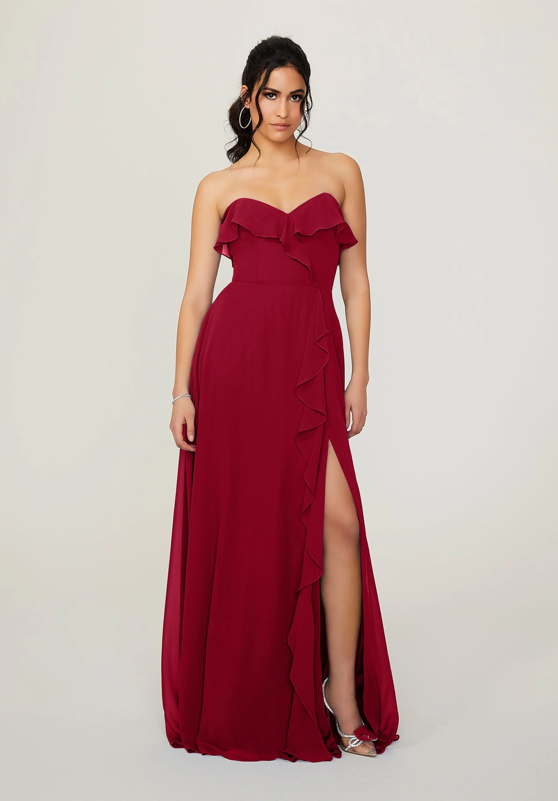 Ruffled Chiffon Strapless Bridesmaid Dress - Image 39