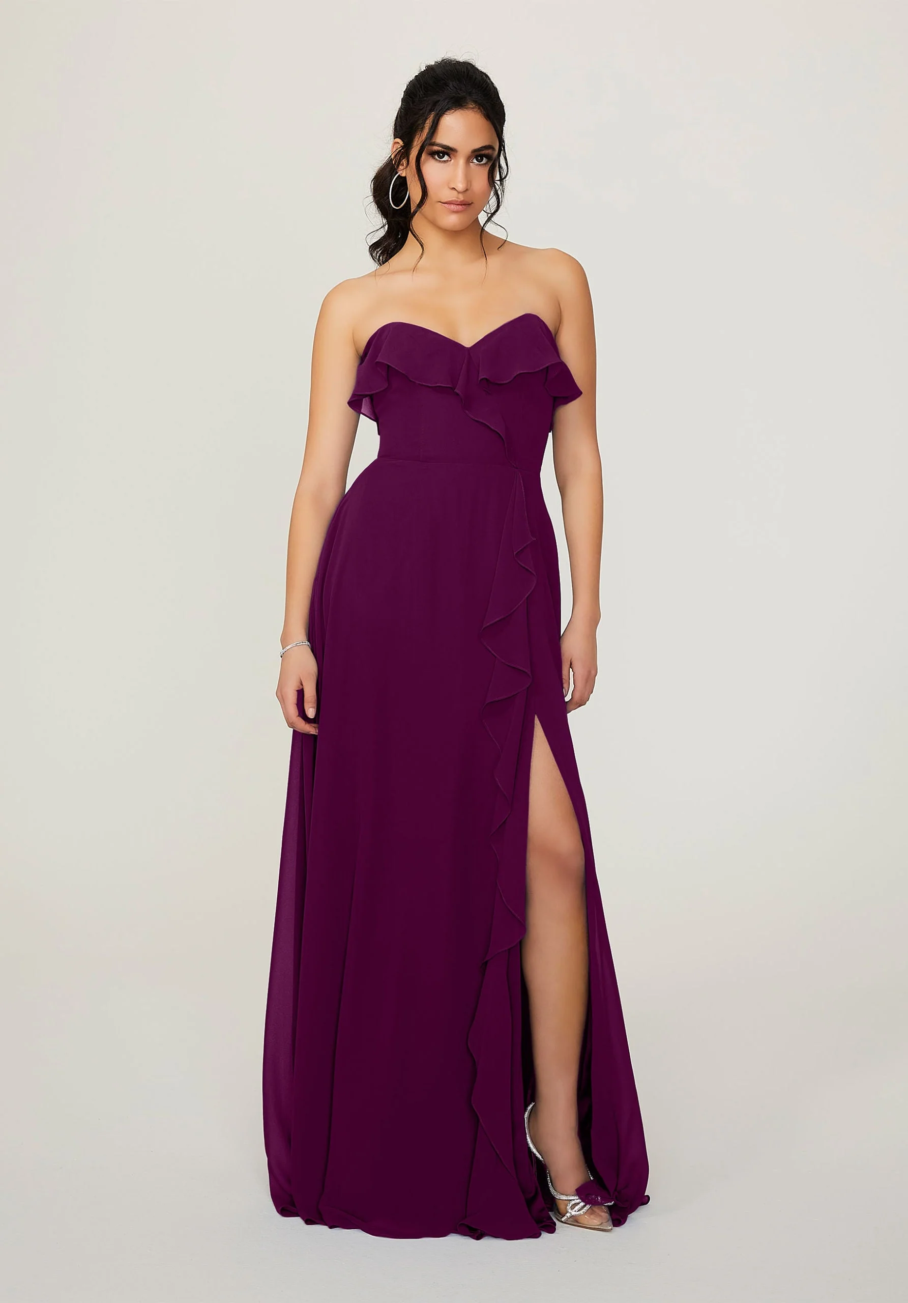 Ruffled Chiffon Strapless Bridesmaid Dress - Image 41