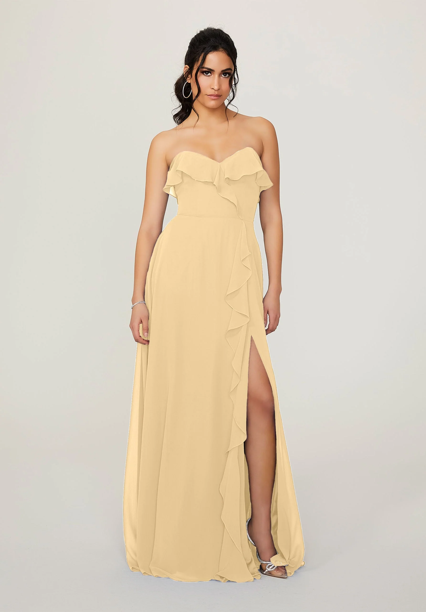 Ruffled Chiffon Strapless Bridesmaid Dress - Image 9