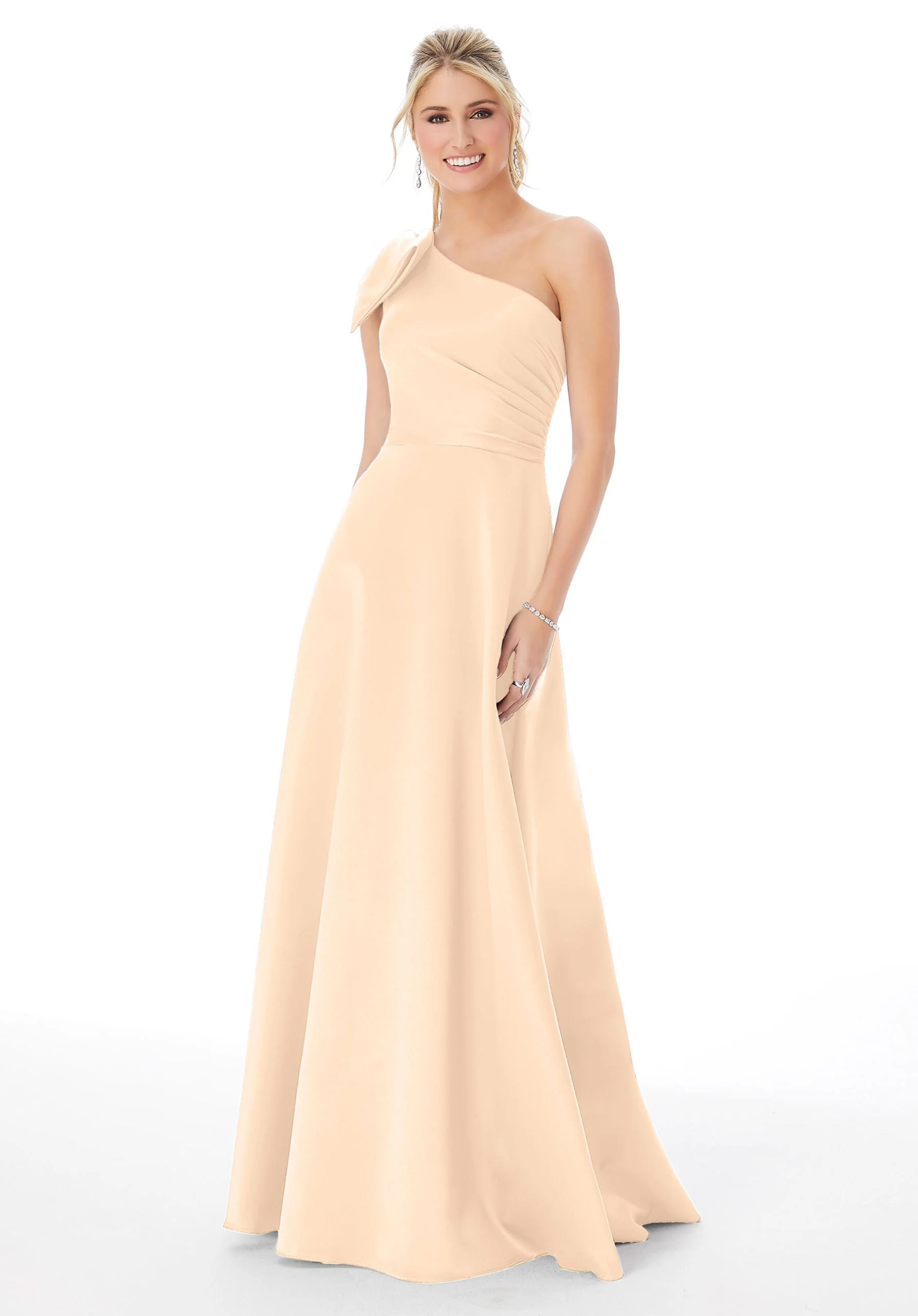 Satin One-Shoulder Bridesmaid Dress - Image 15