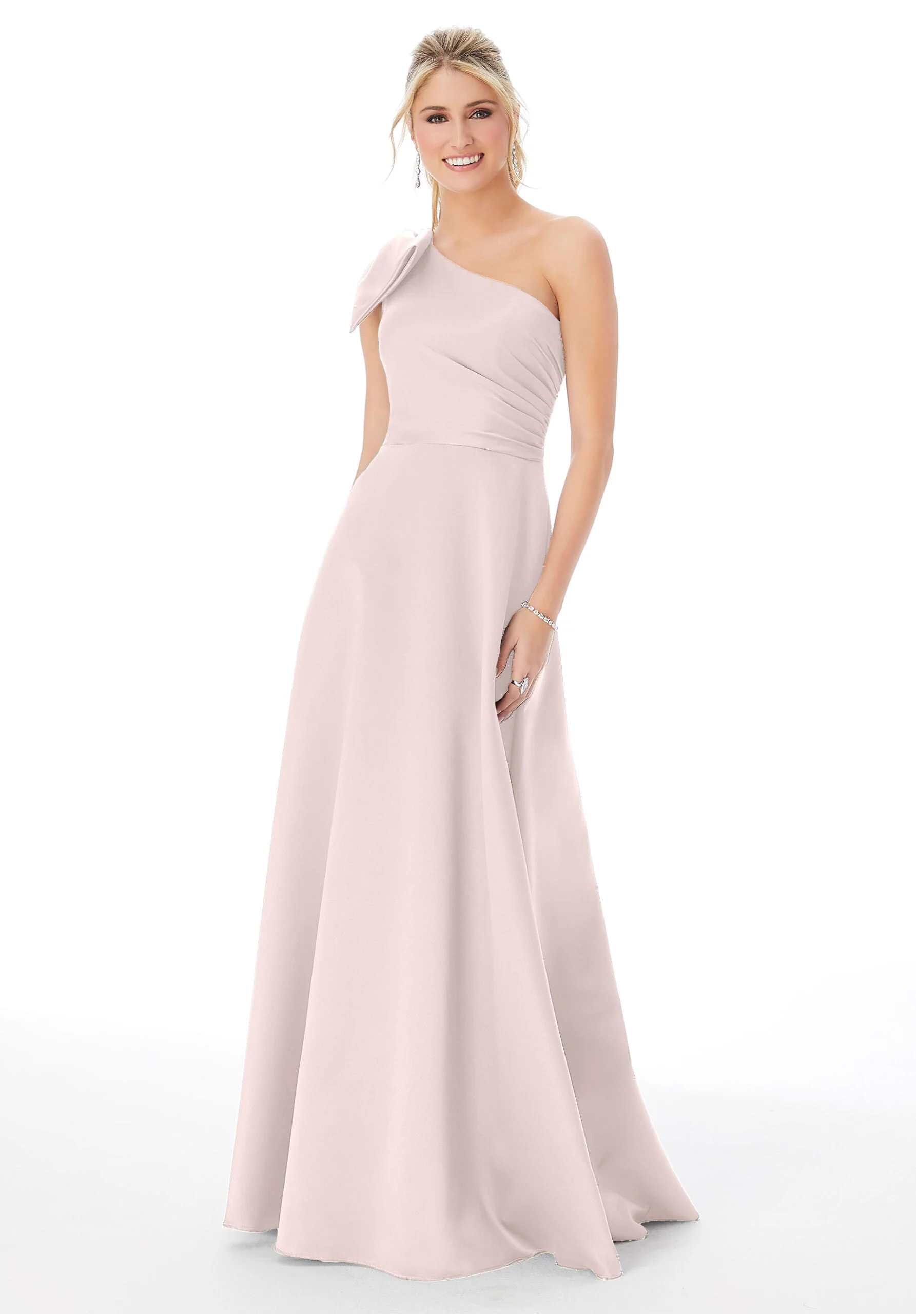 Satin One-Shoulder Bridesmaid Dress - Image 21