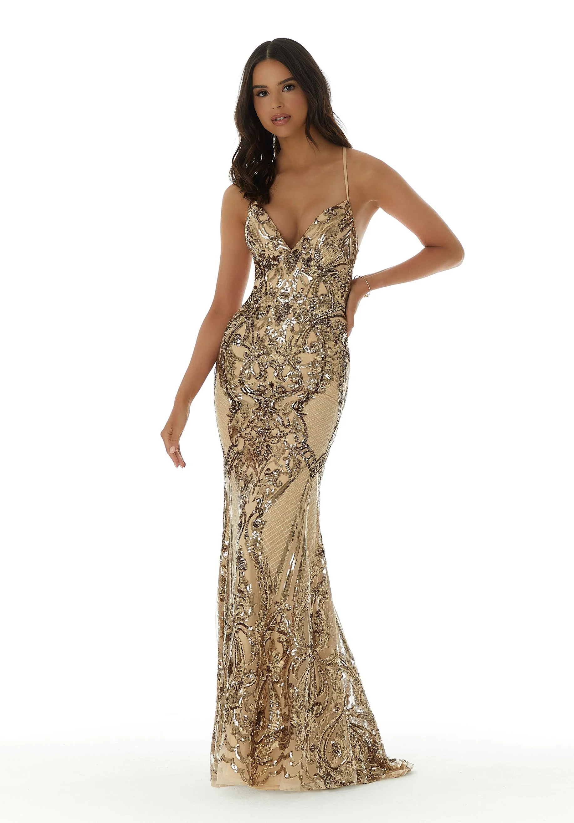 Sequin Fitted Prom Dress - Image 5